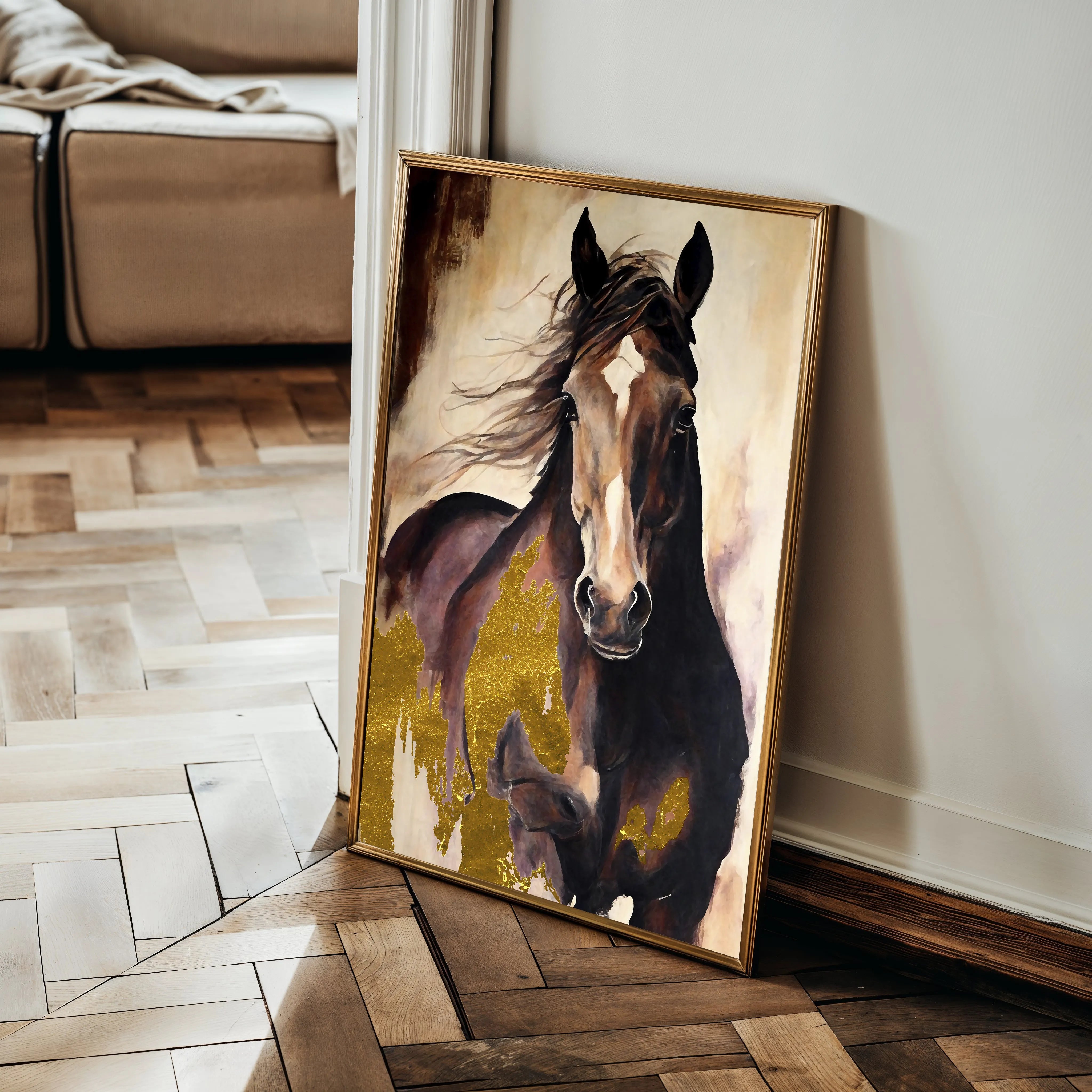Horses 255 Canvas Art 18" x 24" / 45 x 60 cm / Black