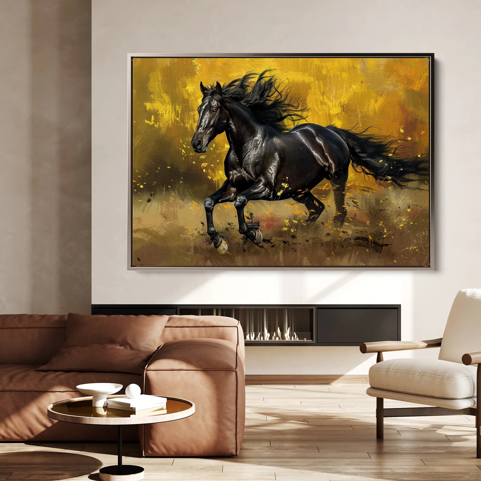 Horses 256 Canvas Art 18" x 24" / 45 x 60 cm / Black