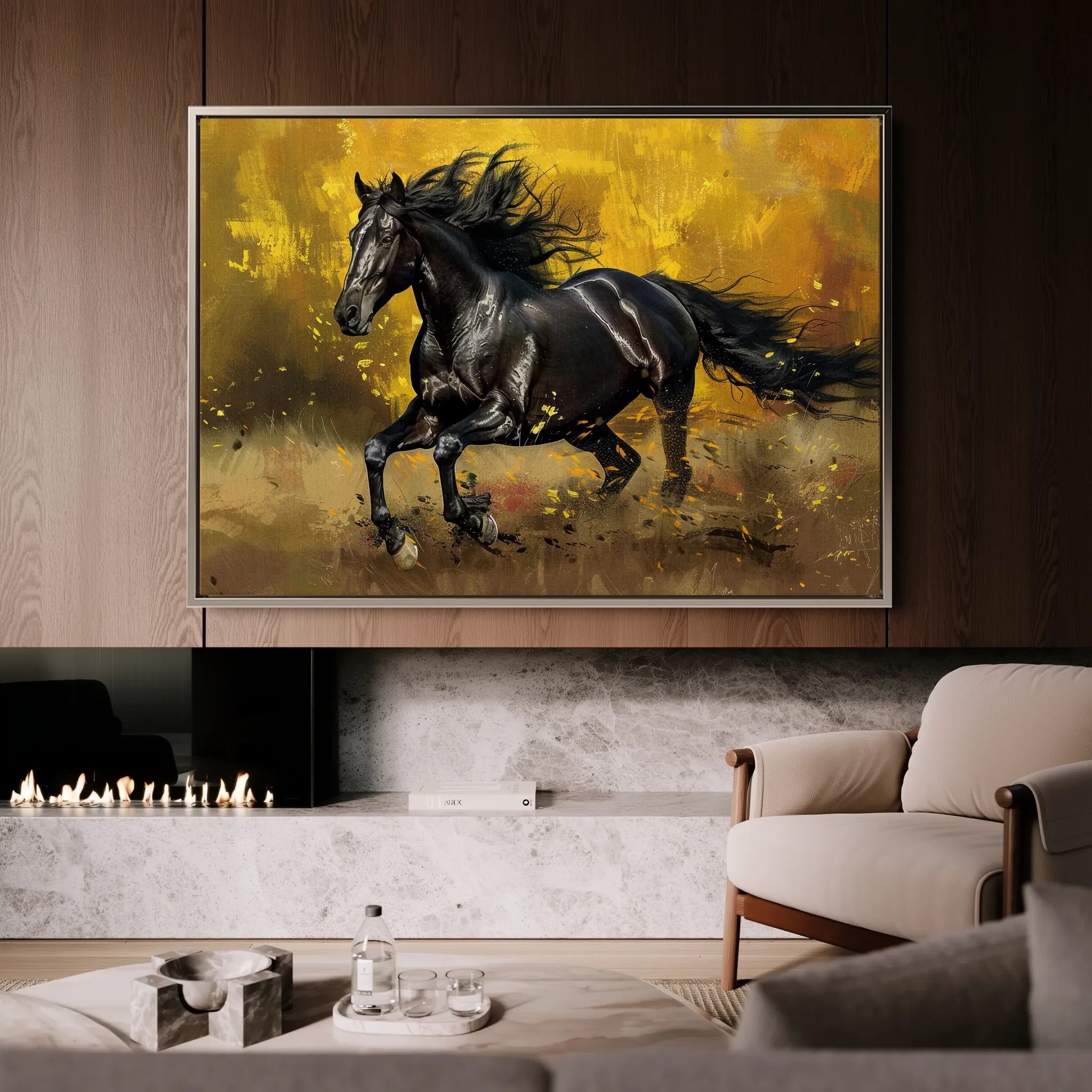 Horses 256 Canvas Art 18" x 24" / 45 x 60 cm / Black