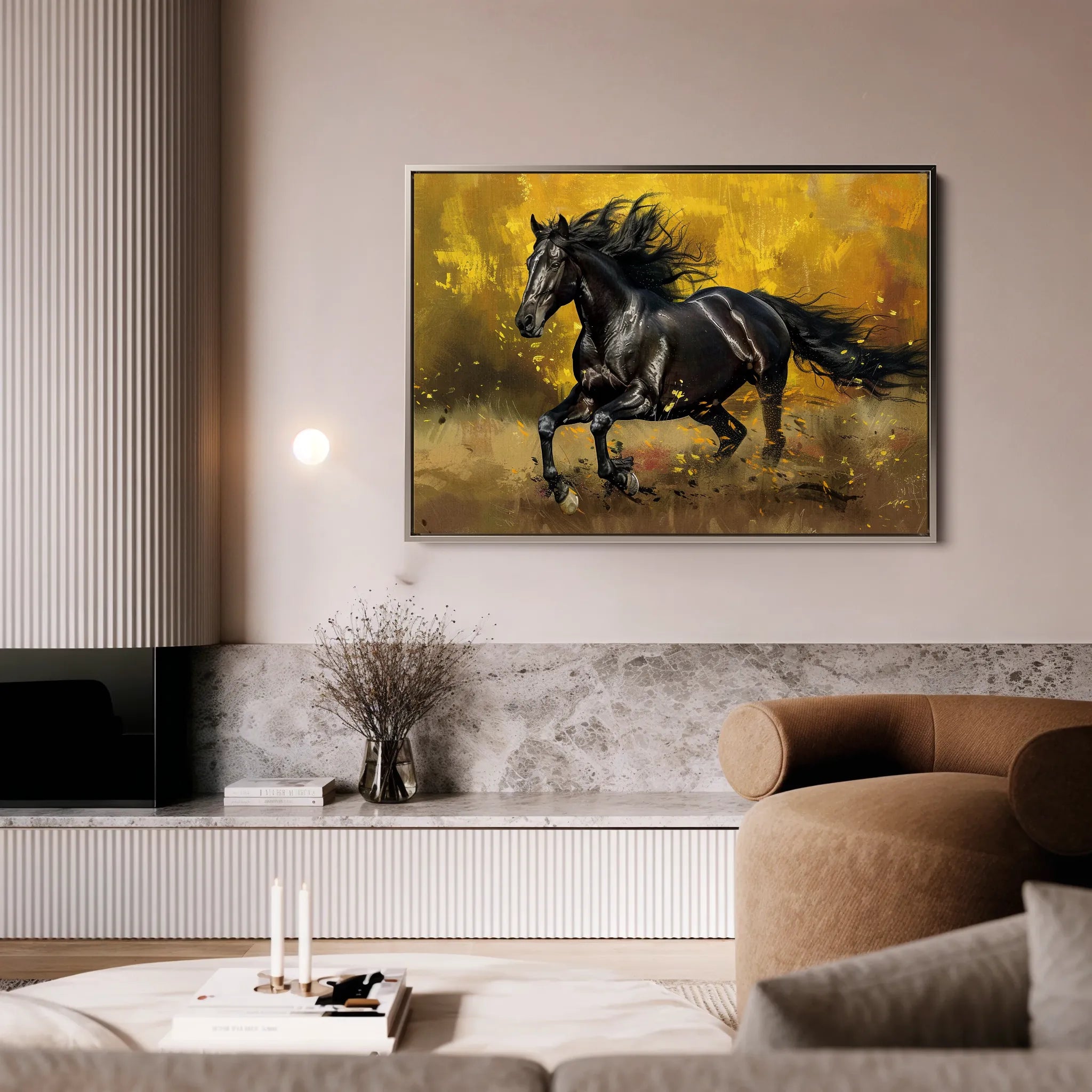 Horses 256 Canvas Art 18" x 24" / 45 x 60 cm / Black