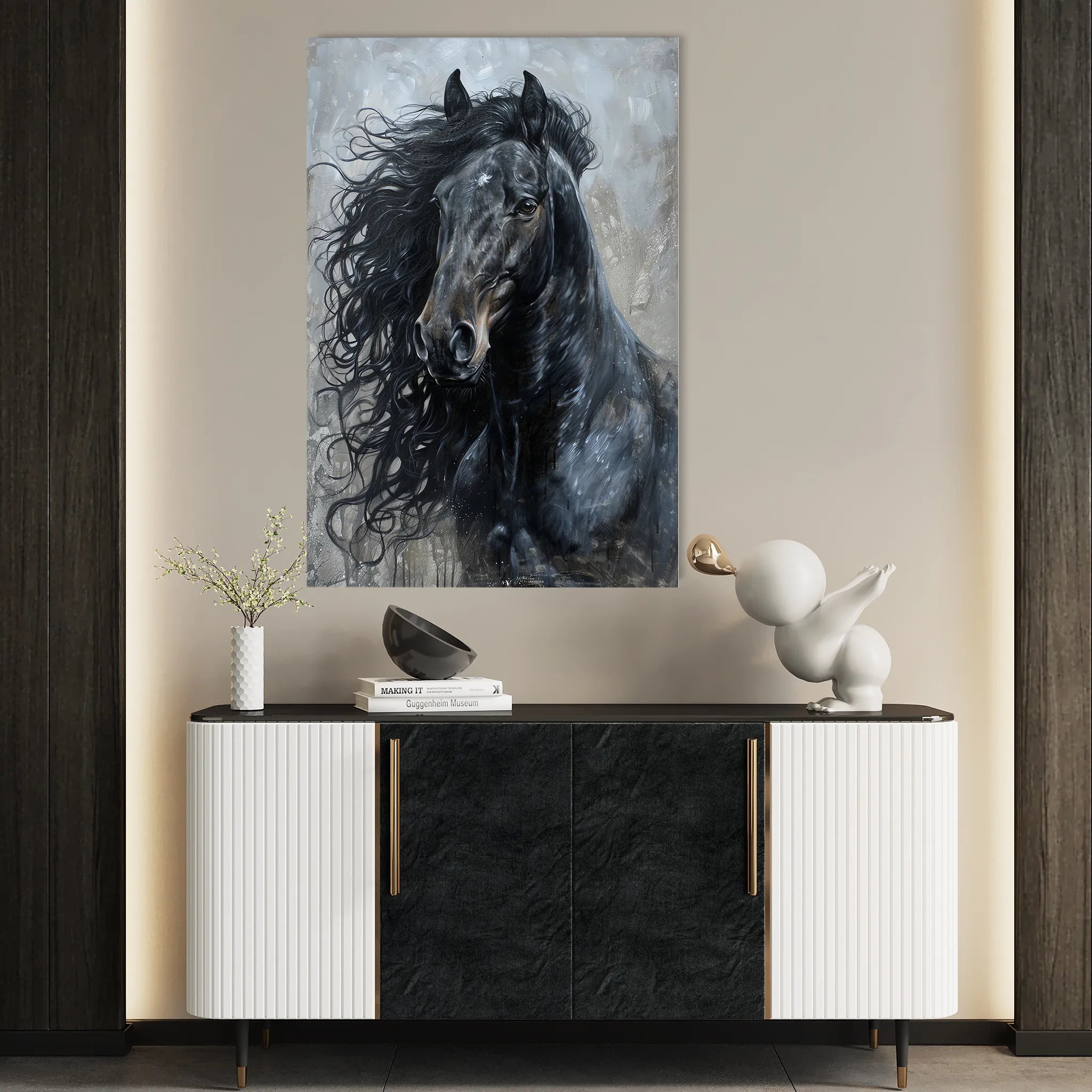 Horses 260 Canvas Art 18" x 24" / 45 x 60 cm / Black