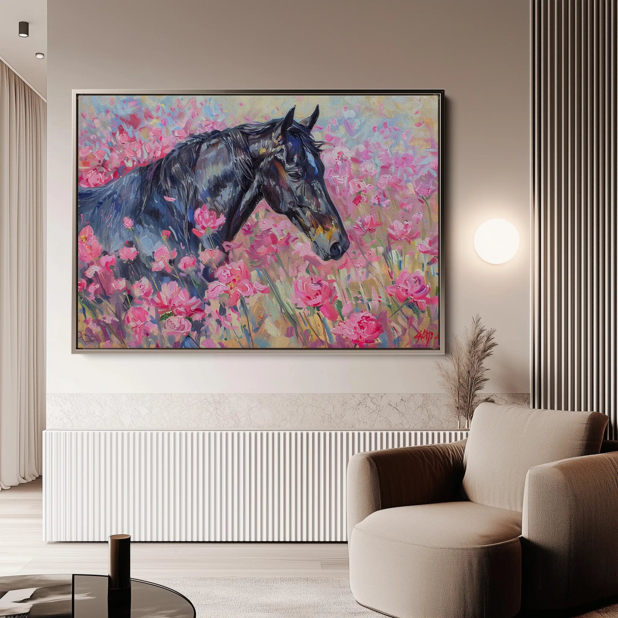 Horses 261 Canvas Art 18" x 24" / 45 x 60 cm / Black
