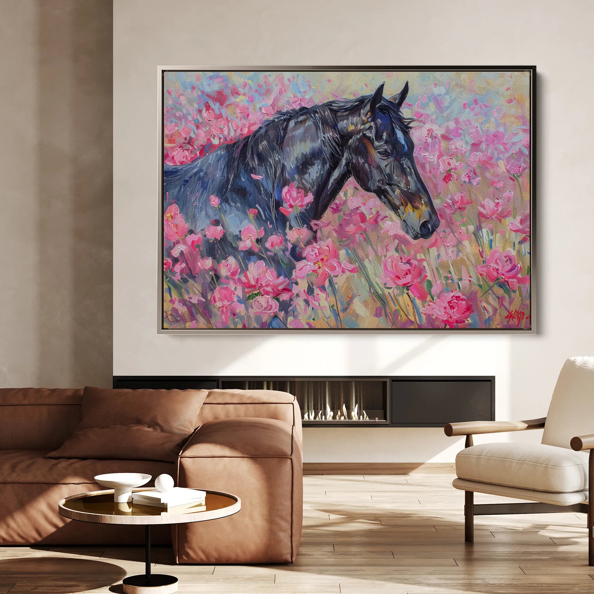 Horses 261 Canvas Art 18" x 24" / 45 x 60 cm / Black