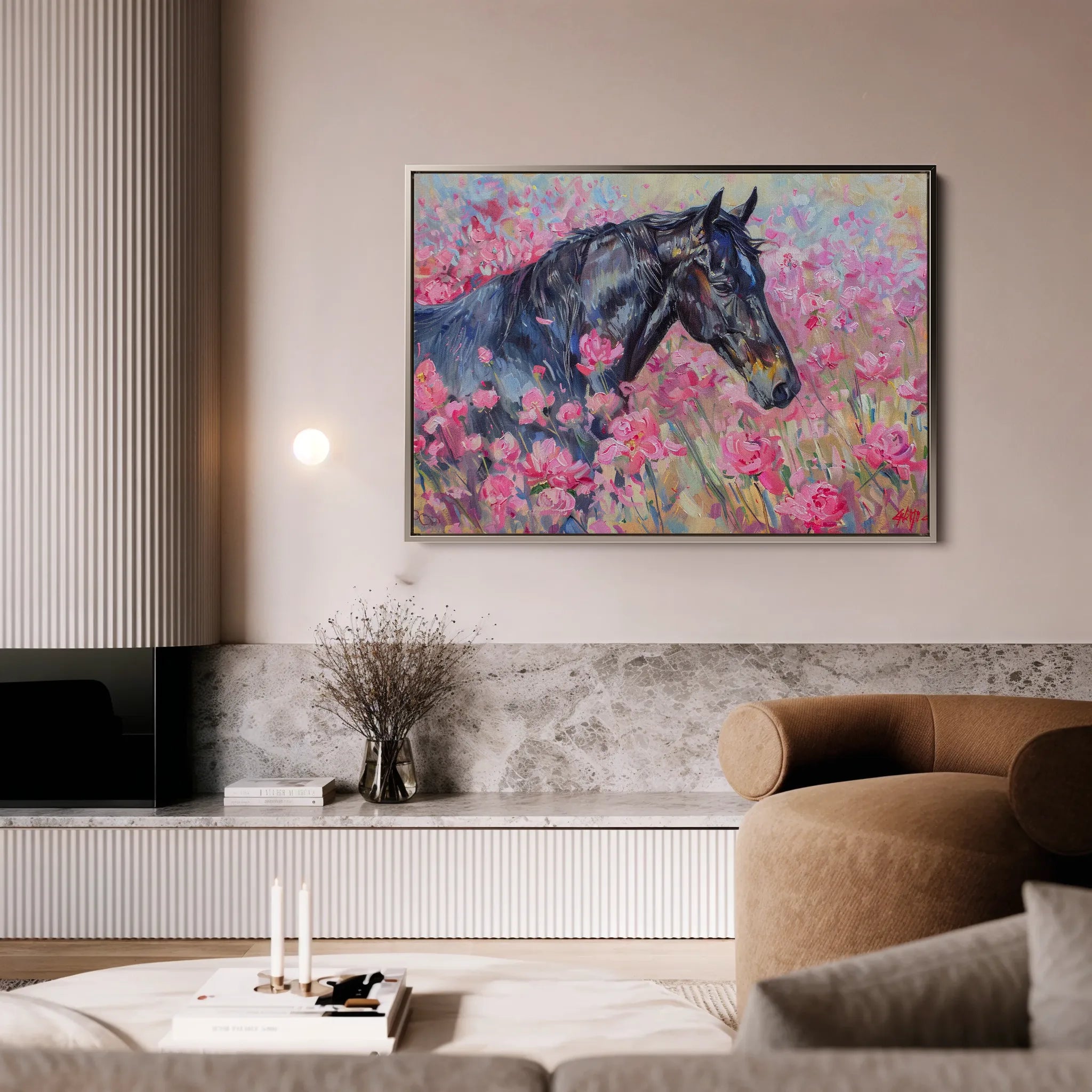Horses 261 Canvas Art 18" x 24" / 45 x 60 cm / Black