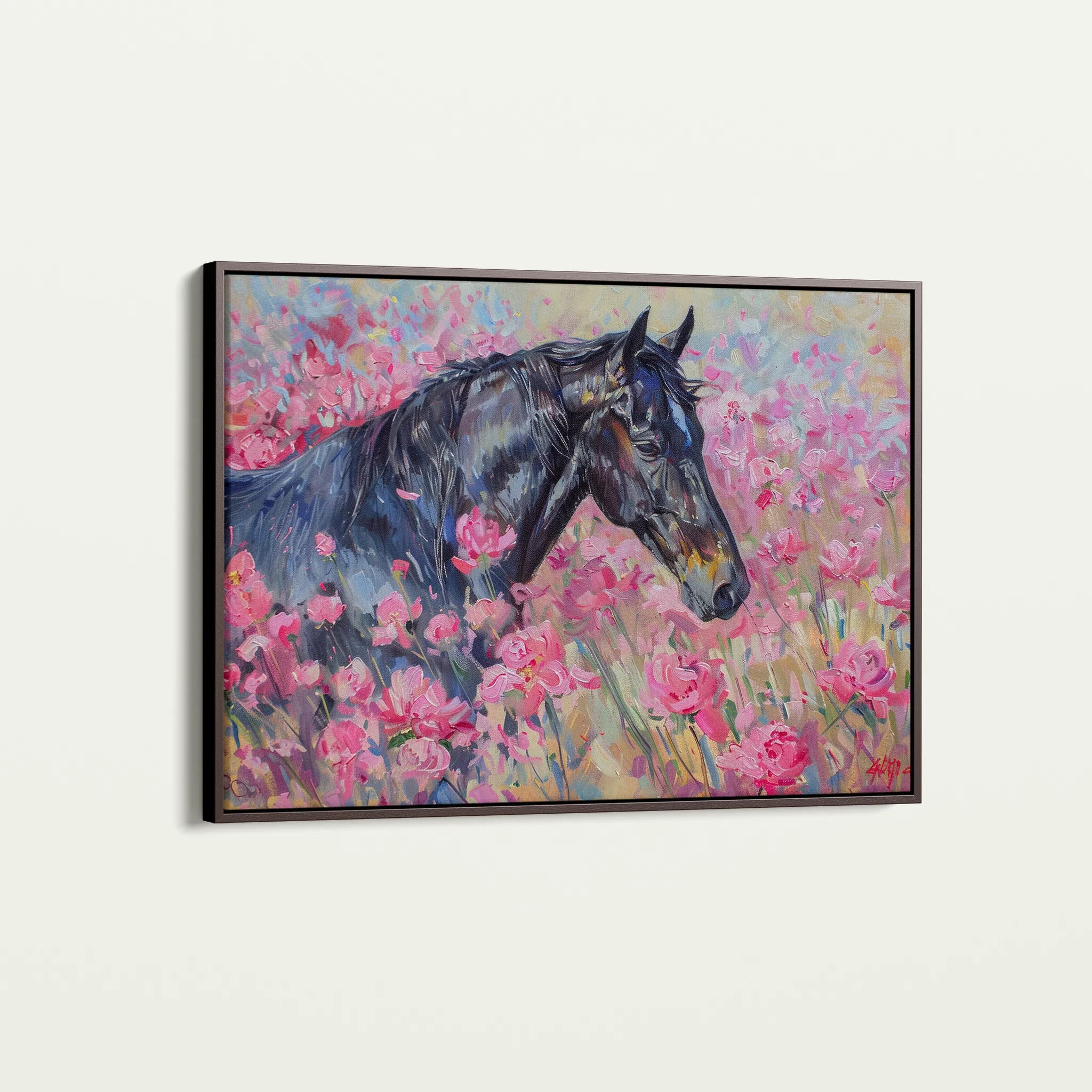 Horses 261 Canvas Art 18" x 24" / 45 x 60 cm / Black