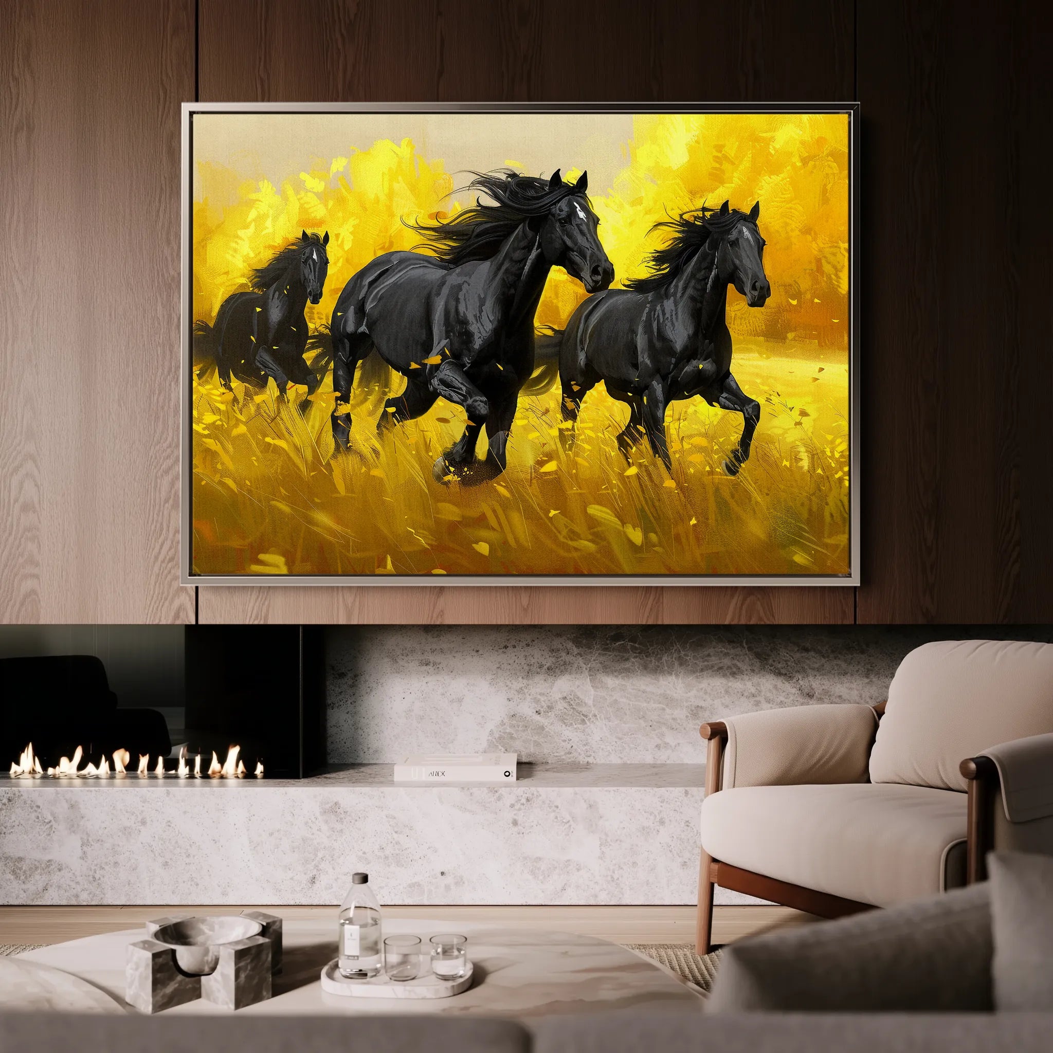 Horses 262 Canvas Art 18" x 24" / 45 x 60 cm / Black
