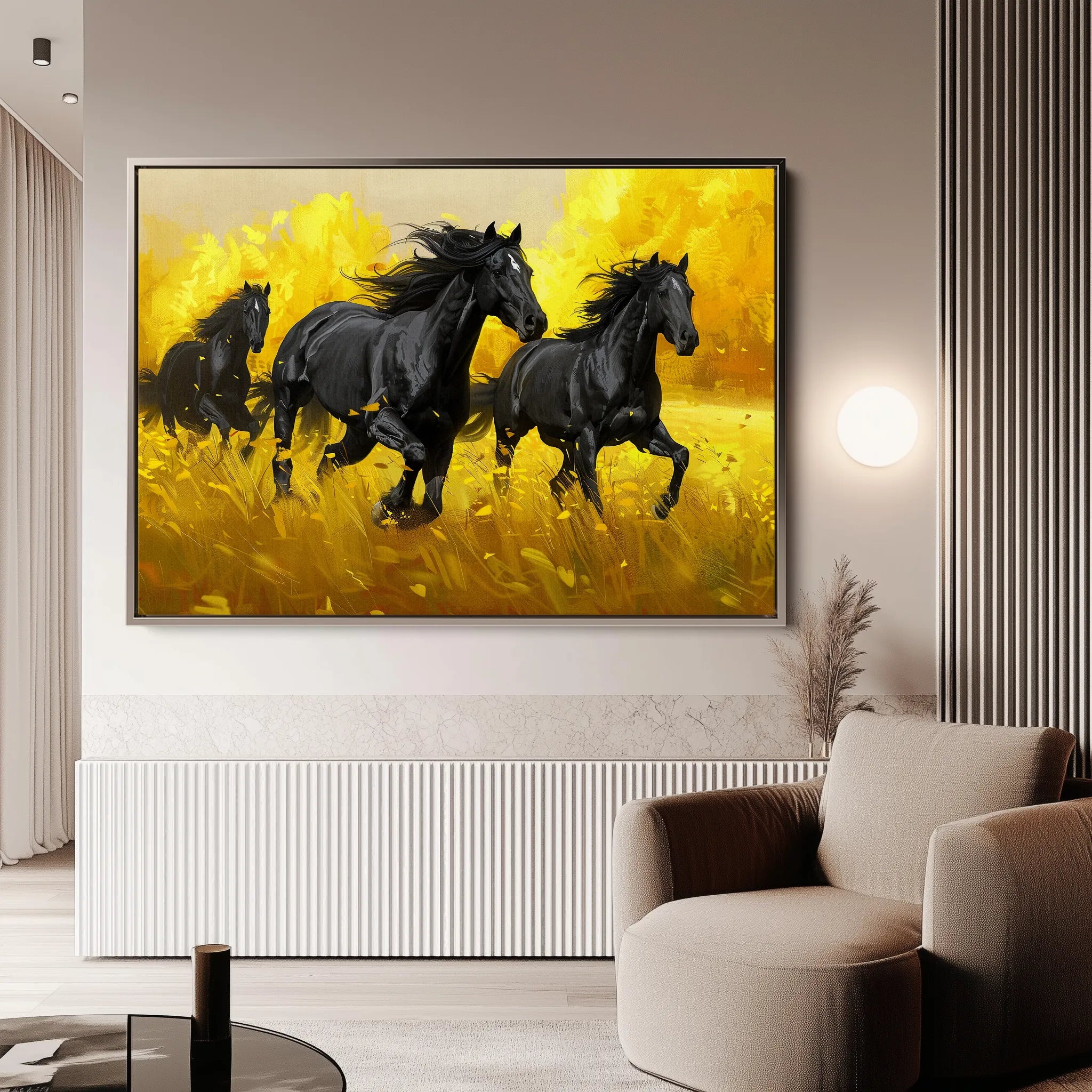 Horses 262 Canvas Art 18" x 24" / 45 x 60 cm / Black