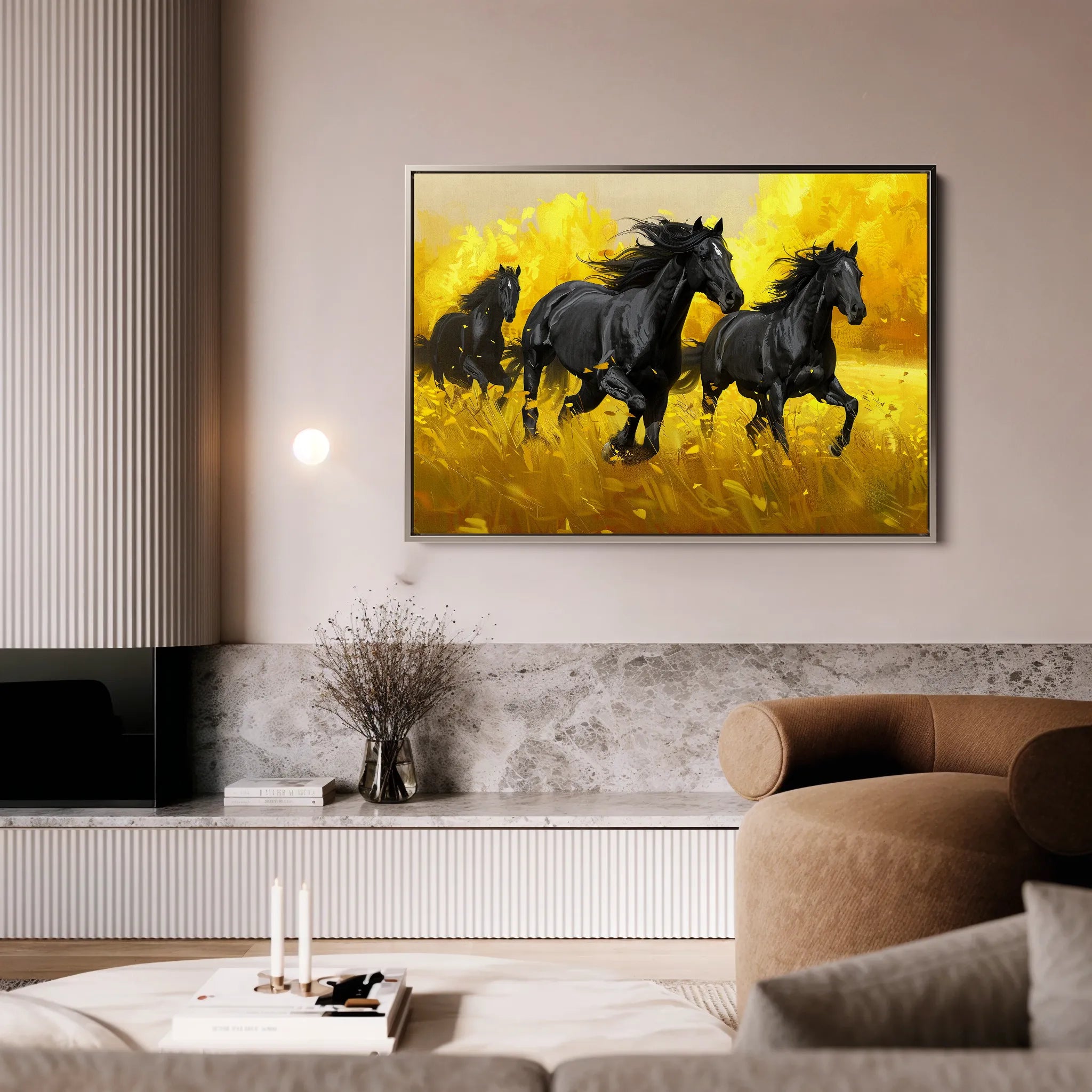 Horses 262 Canvas Art 18" x 24" / 45 x 60 cm / Black