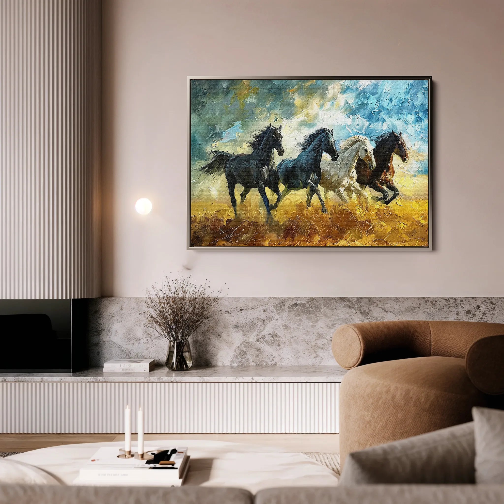 Horses 263 Canvas Art 18" x 24" / 45 x 60 cm / Black