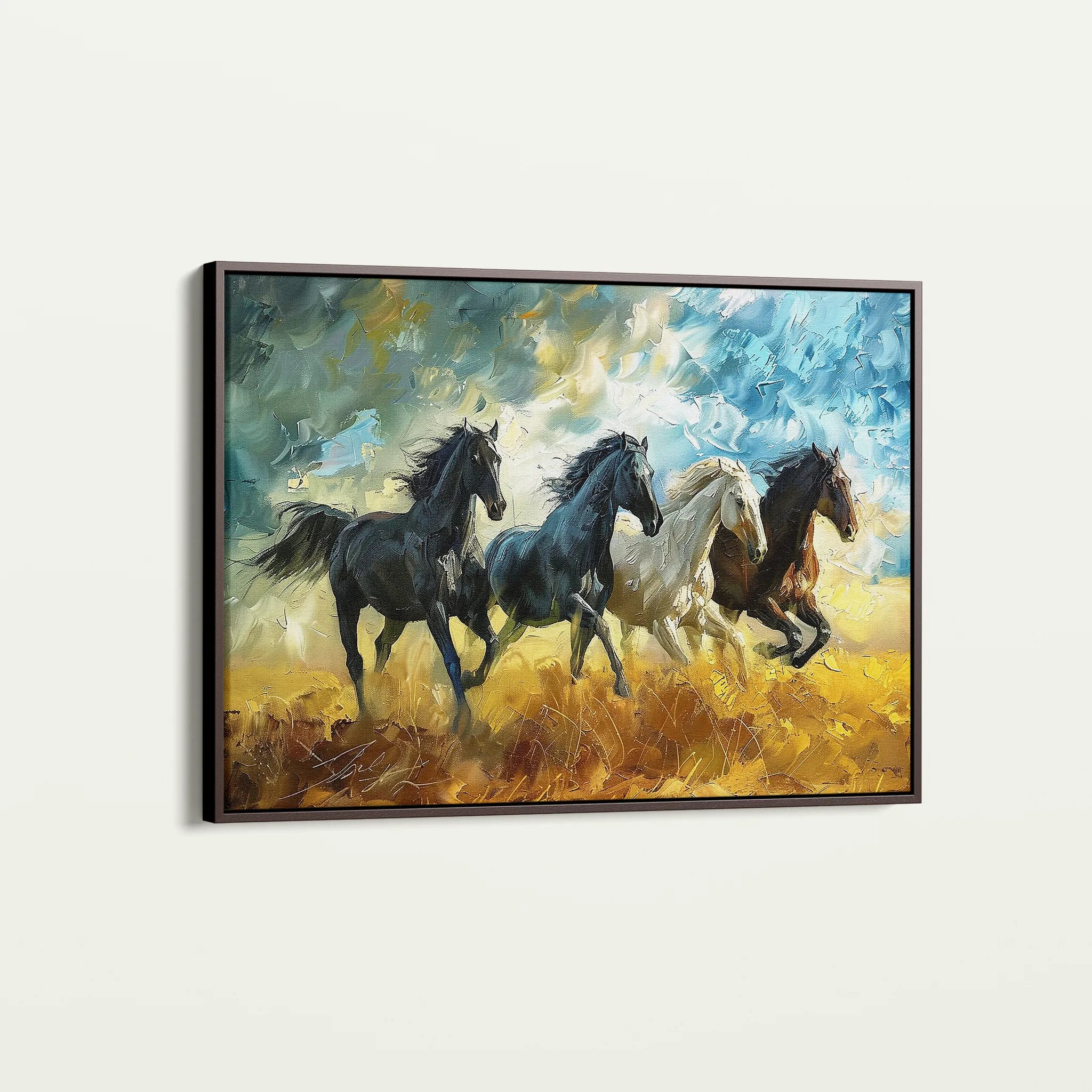 Horses 263 Canvas Art 18" x 24" / 45 x 60 cm / Black