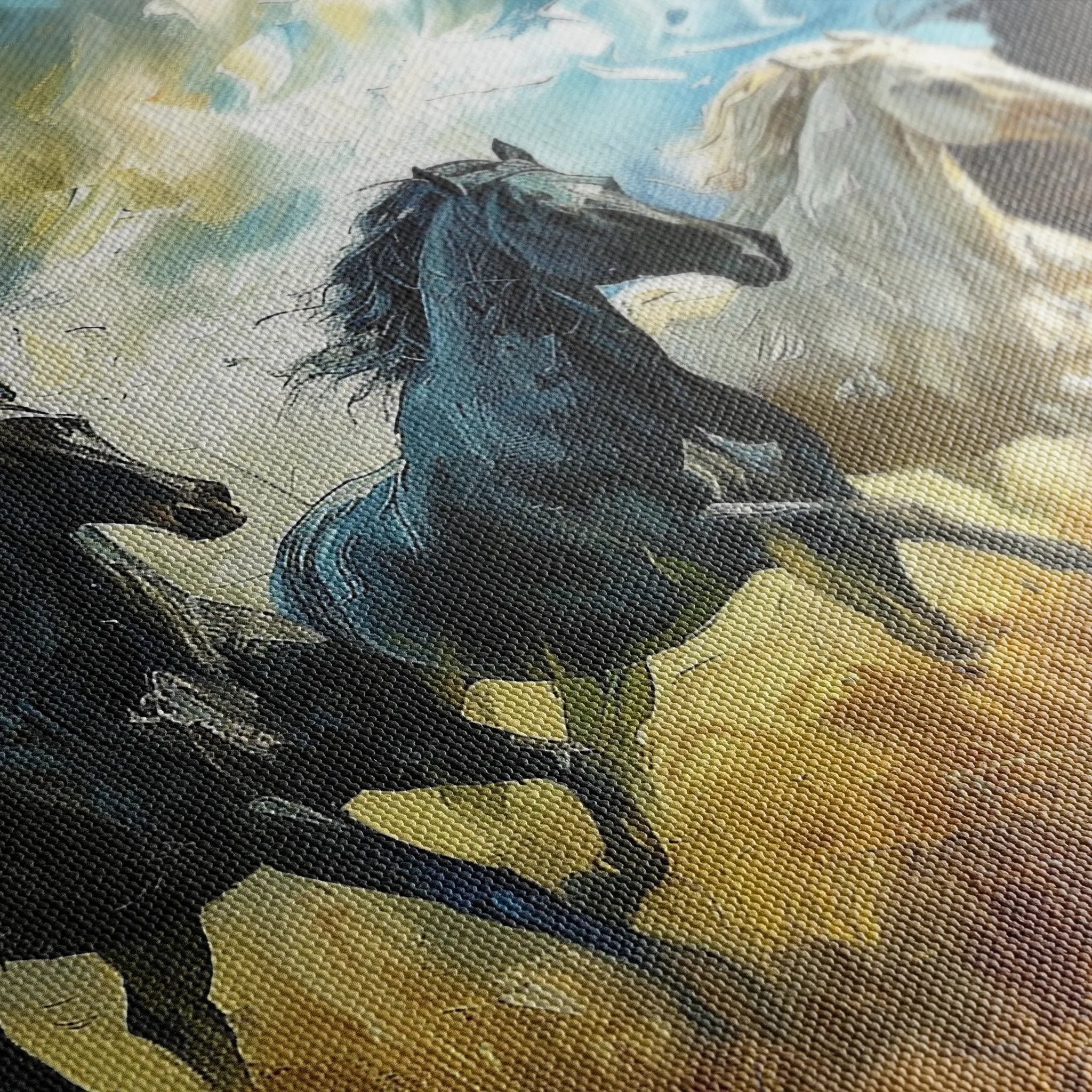 Horses 263 Canvas Art 18" x 24" / 45 x 60 cm / Black