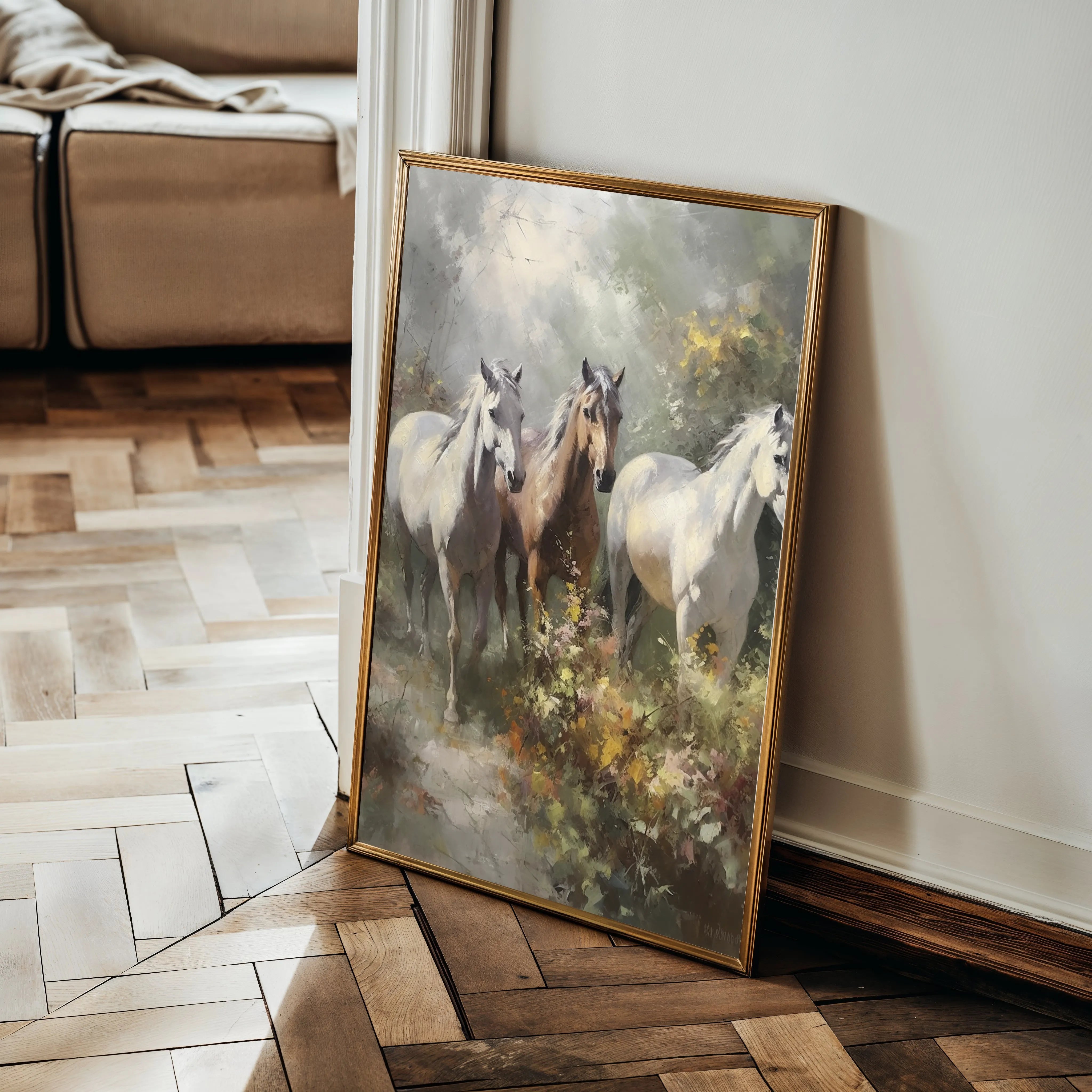 Horses 264 Canvas Art 18" x 24" / 45 x 60 cm / Black