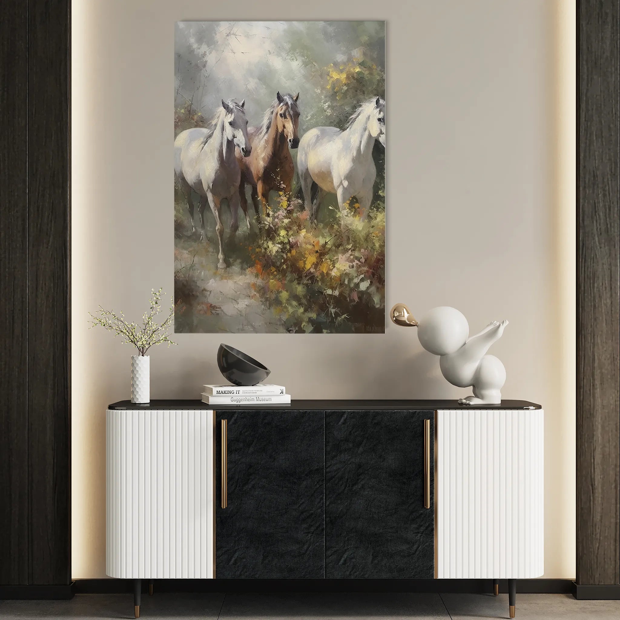 Horses 264 Canvas Art 18" x 24" / 45 x 60 cm / Black