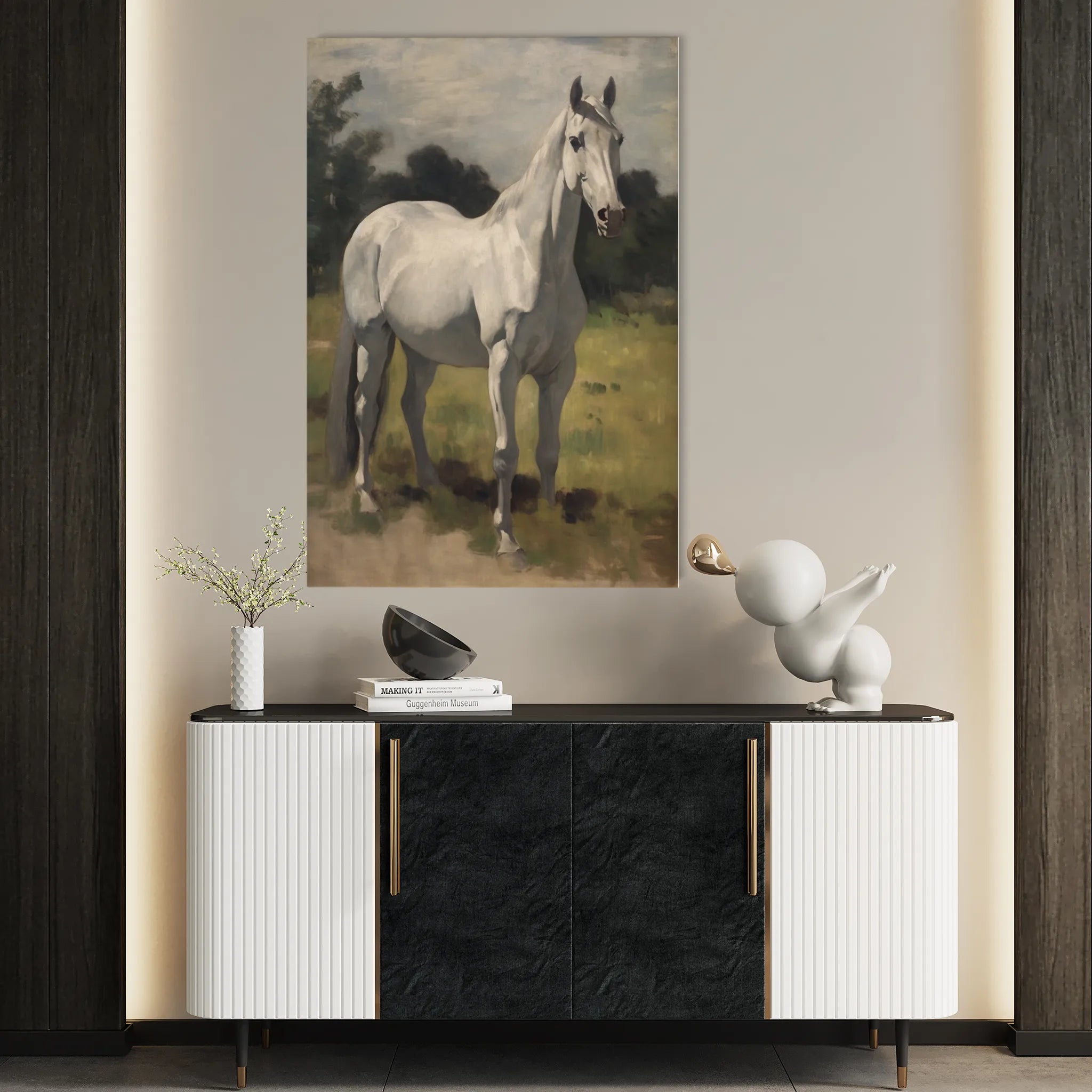 Horses 265 Canvas Art 18" x 24" / 45 x 60 cm / Black