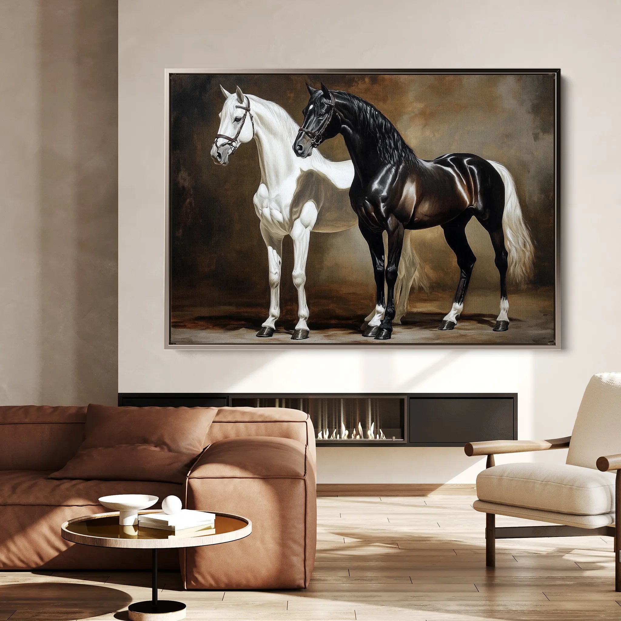 Horses 267 Canvas Art 18" x 24" / 45 x 60 cm / Black
