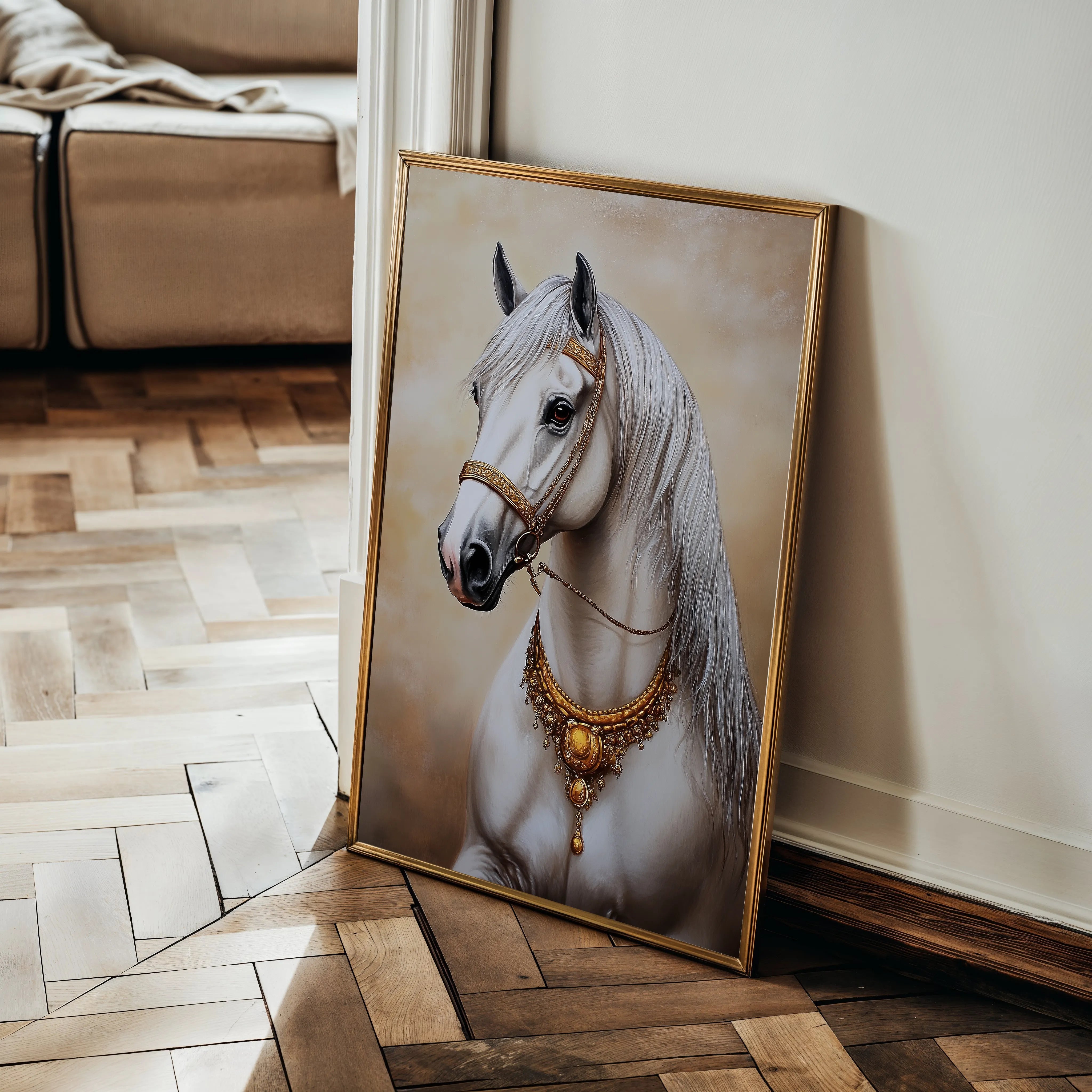 Horses 274 Canvas Art 18" x 24" / 45 x 60 cm / Black
