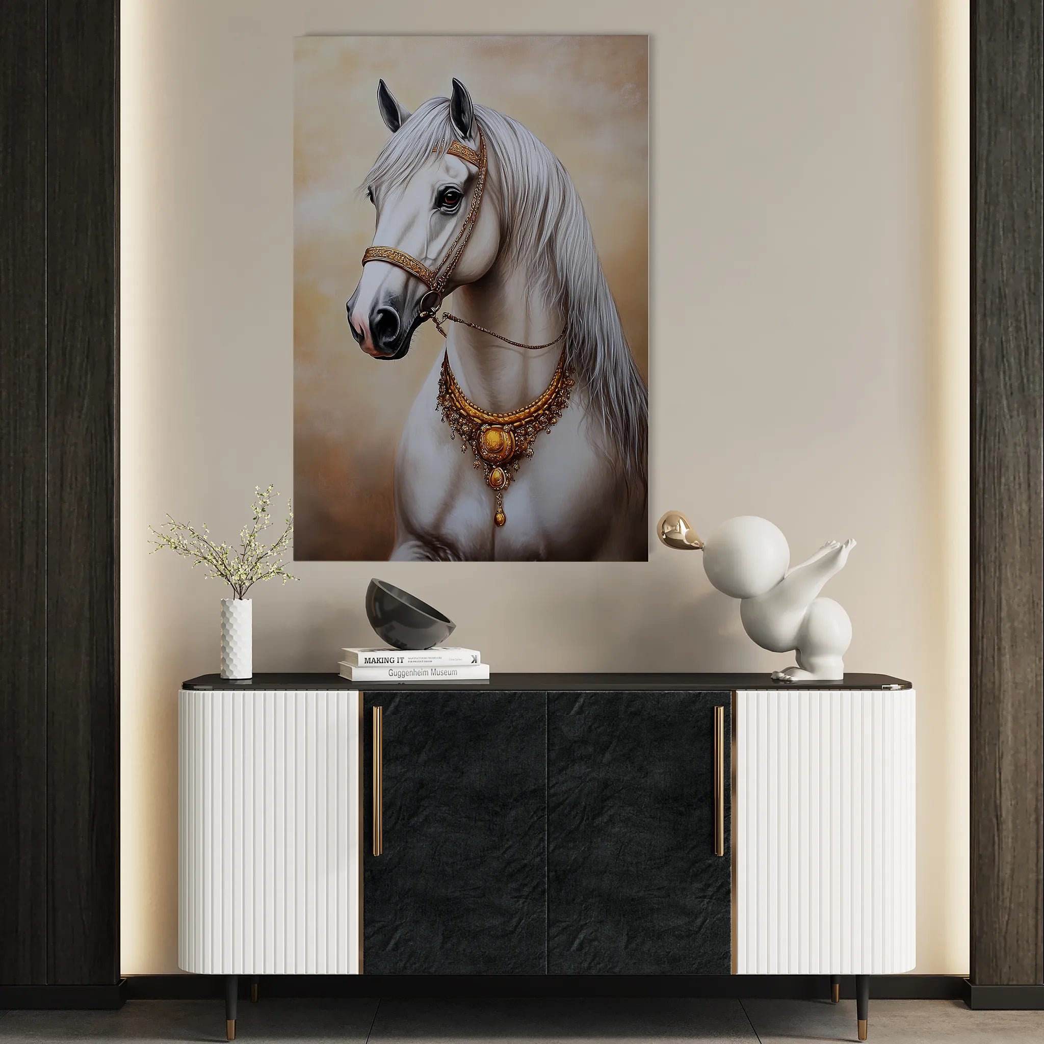 Horses 274 Canvas Art 18" x 24" / 45 x 60 cm / Black