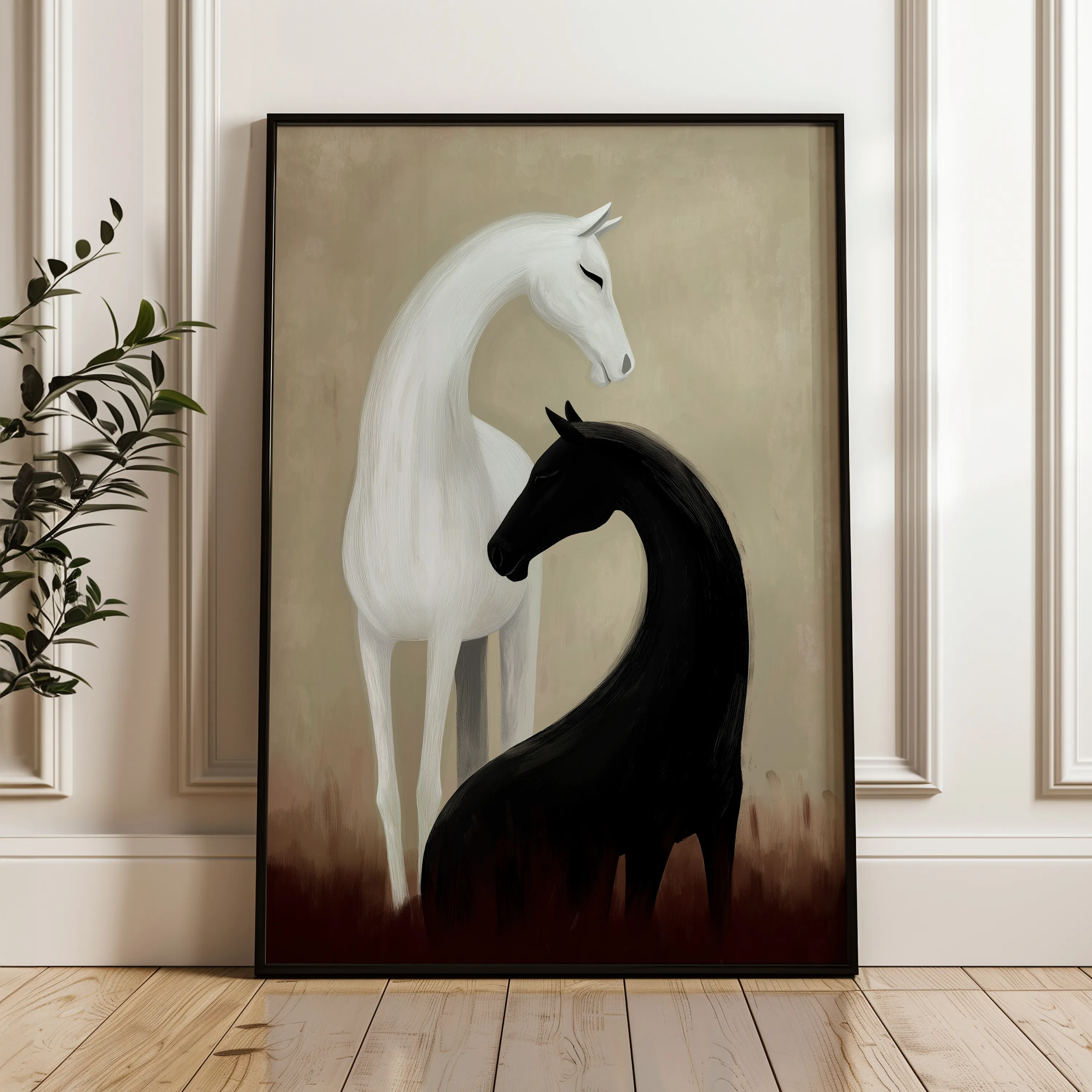 Horses 277 Canvas Art 18" x 24" / 45 x 60 cm / Black
