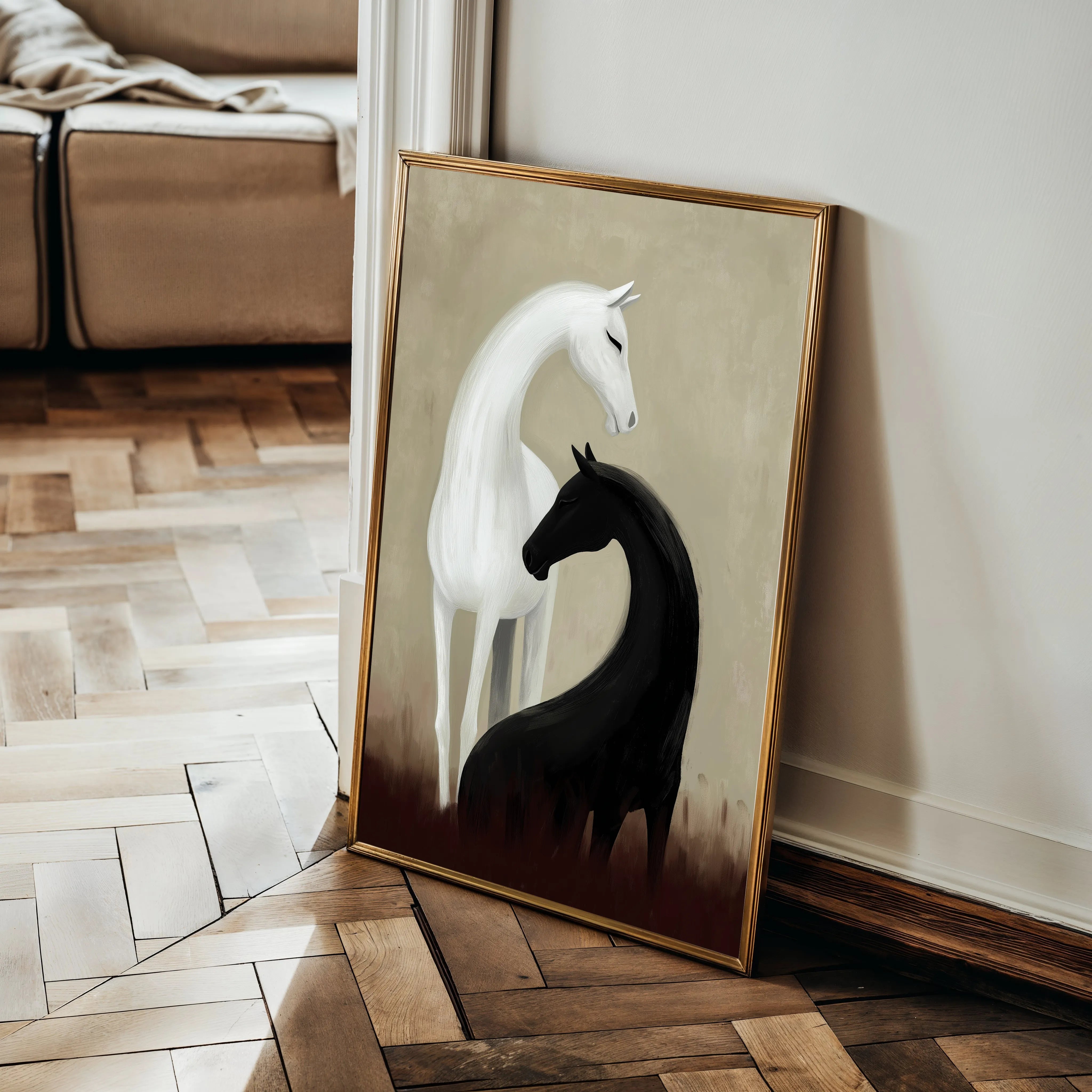 Horses 277 Canvas Art 18" x 24" / 45 x 60 cm / Black