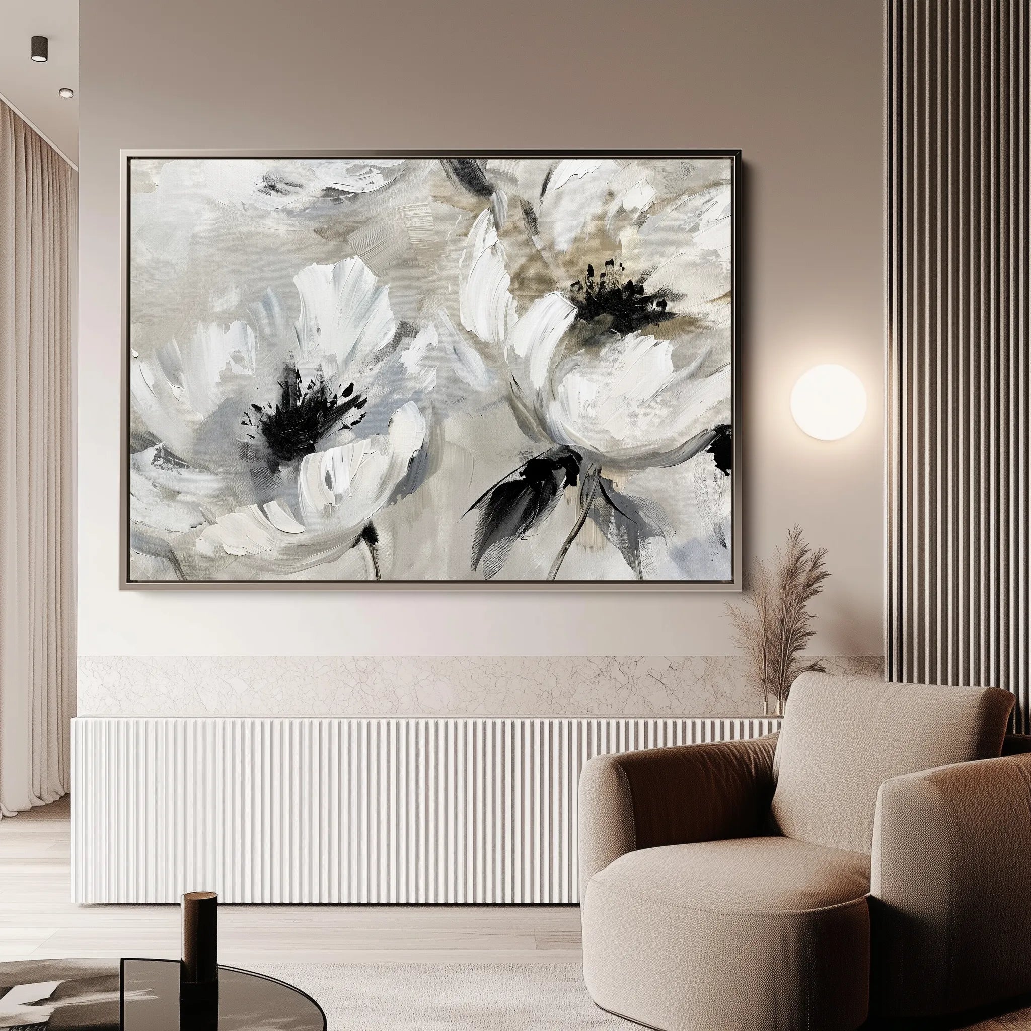 Floral 312 Canvas Art 18" x 24" / 45 x 60 cm / Black