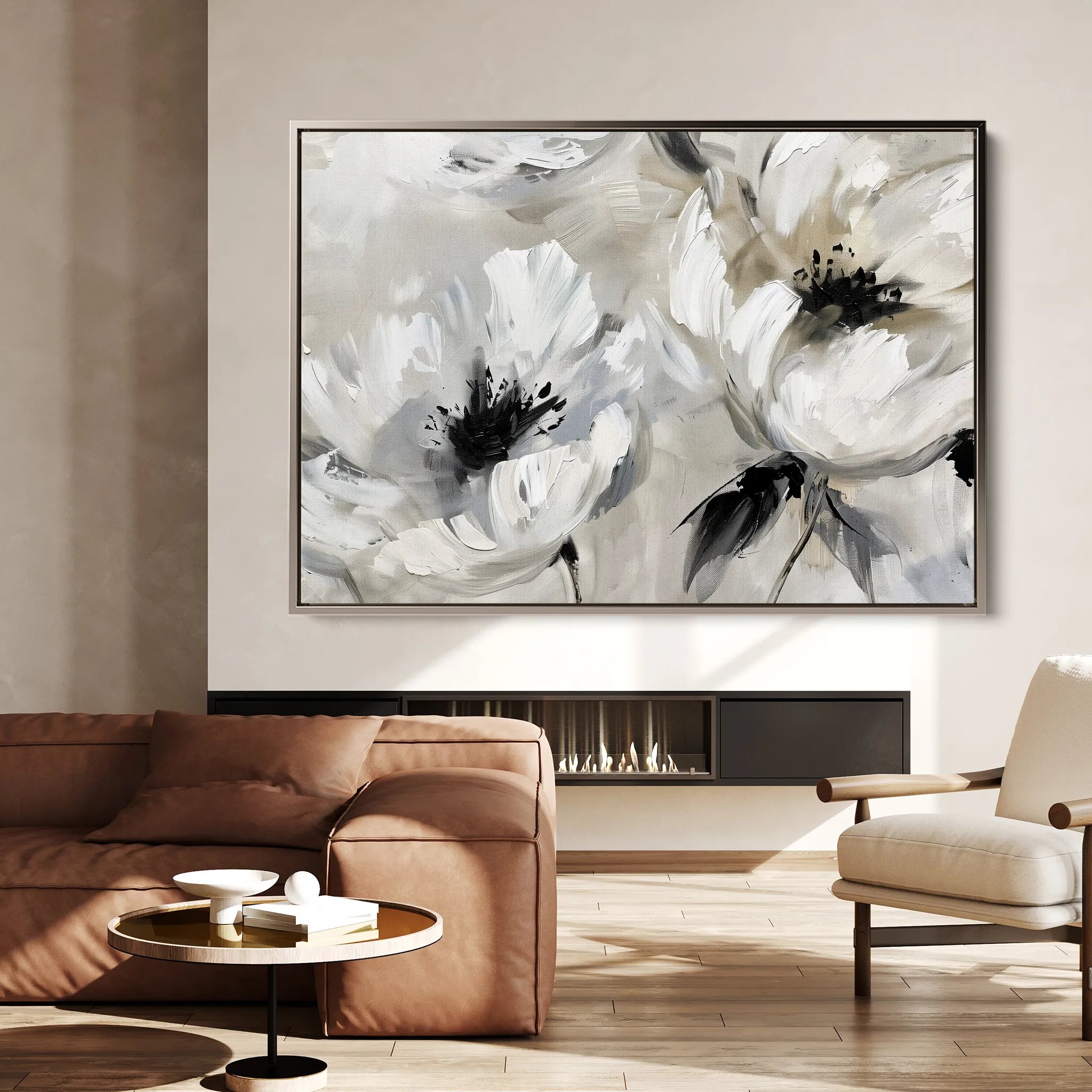 Floral 312 Canvas Art 18" x 24" / 45 x 60 cm / Black