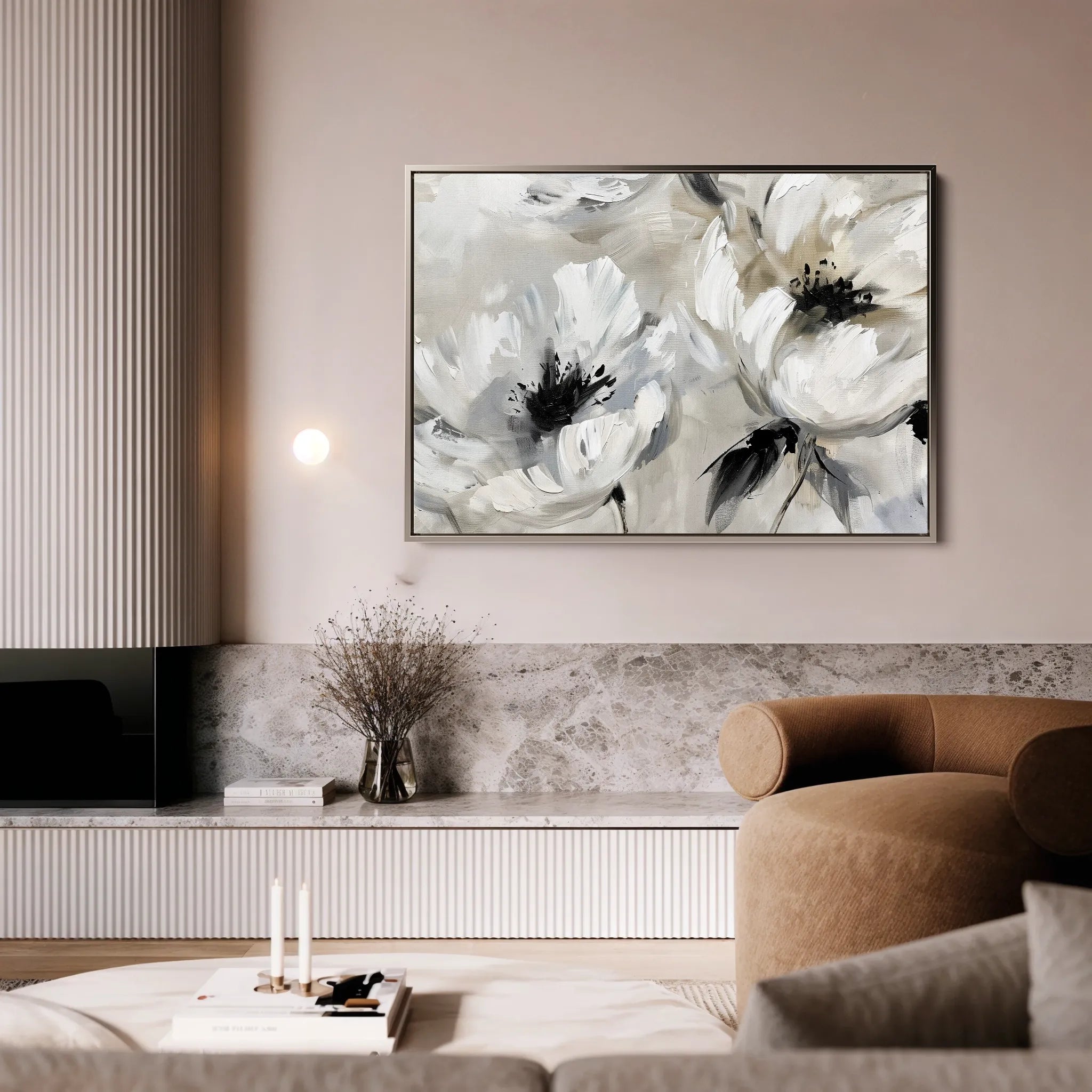 Floral 312 Canvas Art 18" x 24" / 45 x 60 cm / Black