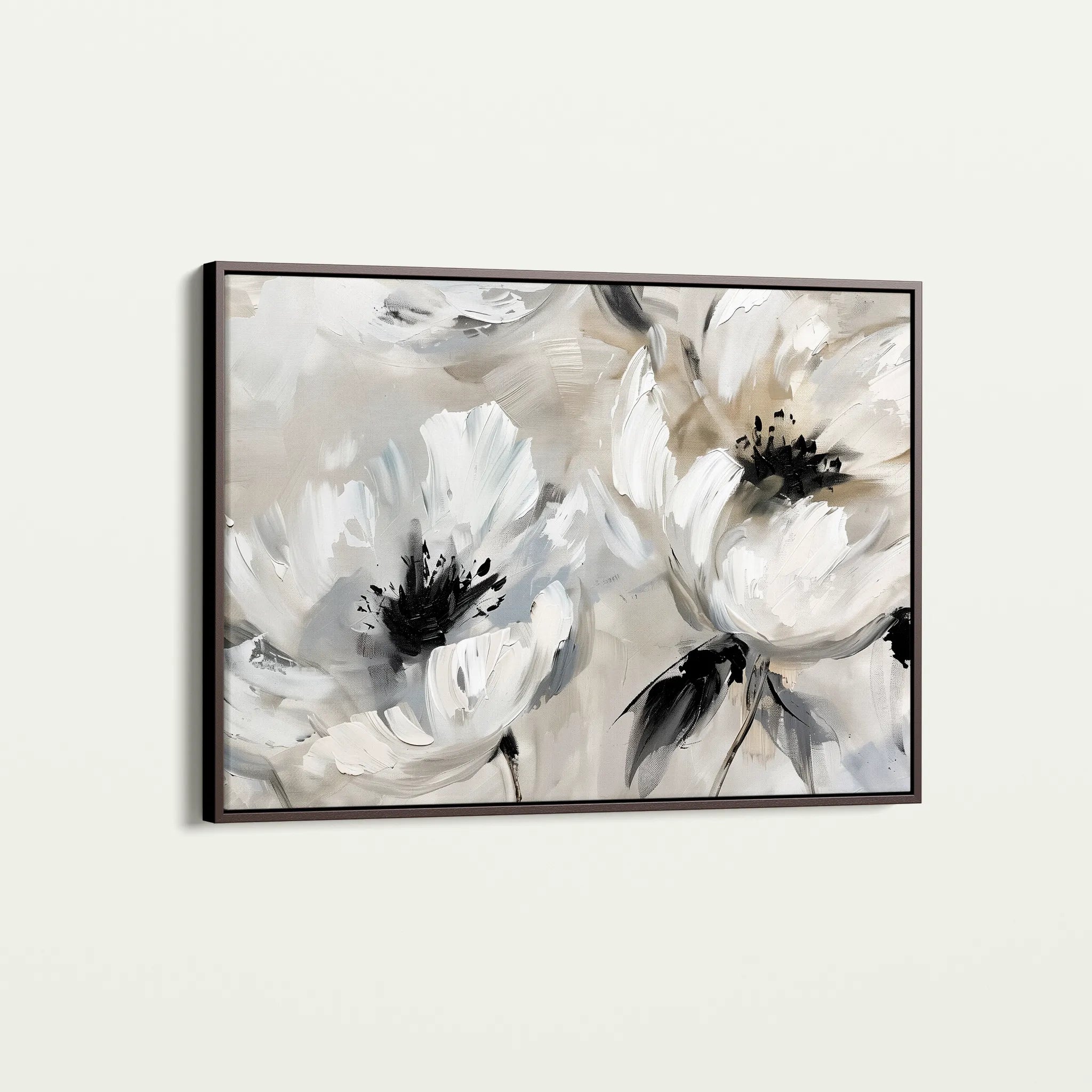 Floral 312 Canvas Art 18" x 24" / 45 x 60 cm / Black