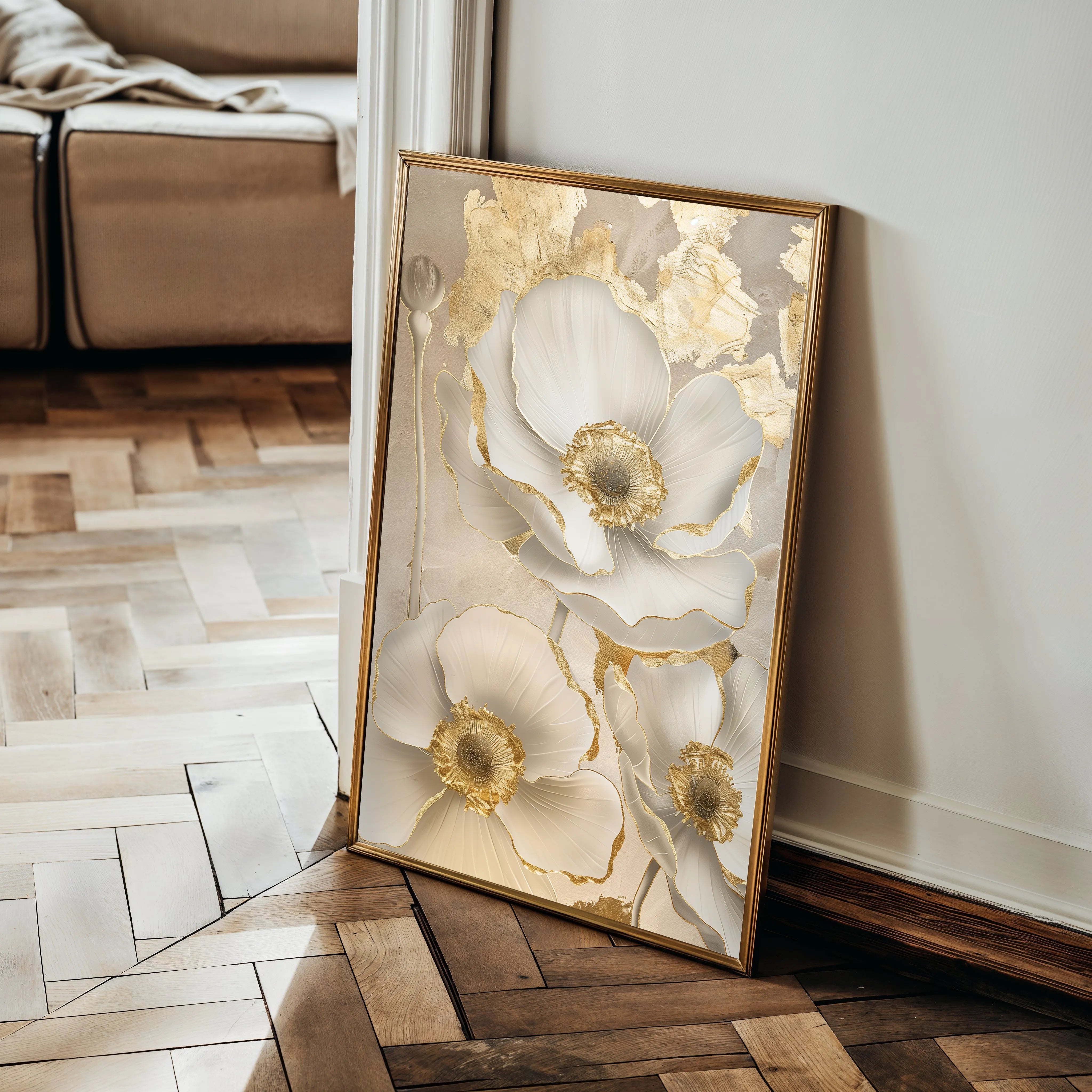 Floral 319 Canvas Art 18" x 24" / 45 x 60 cm / Black