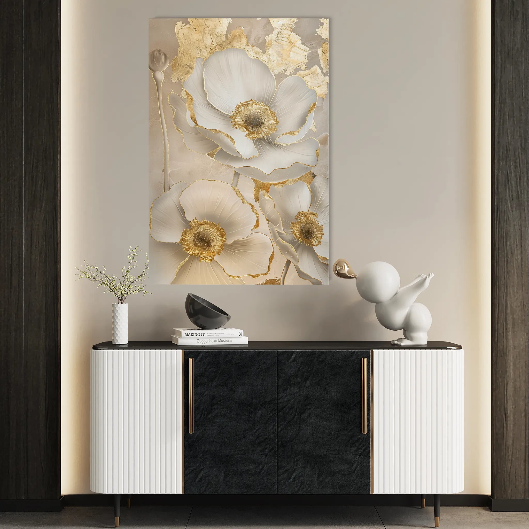 Floral 319 Canvas Art 18" x 24" / 45 x 60 cm / Black