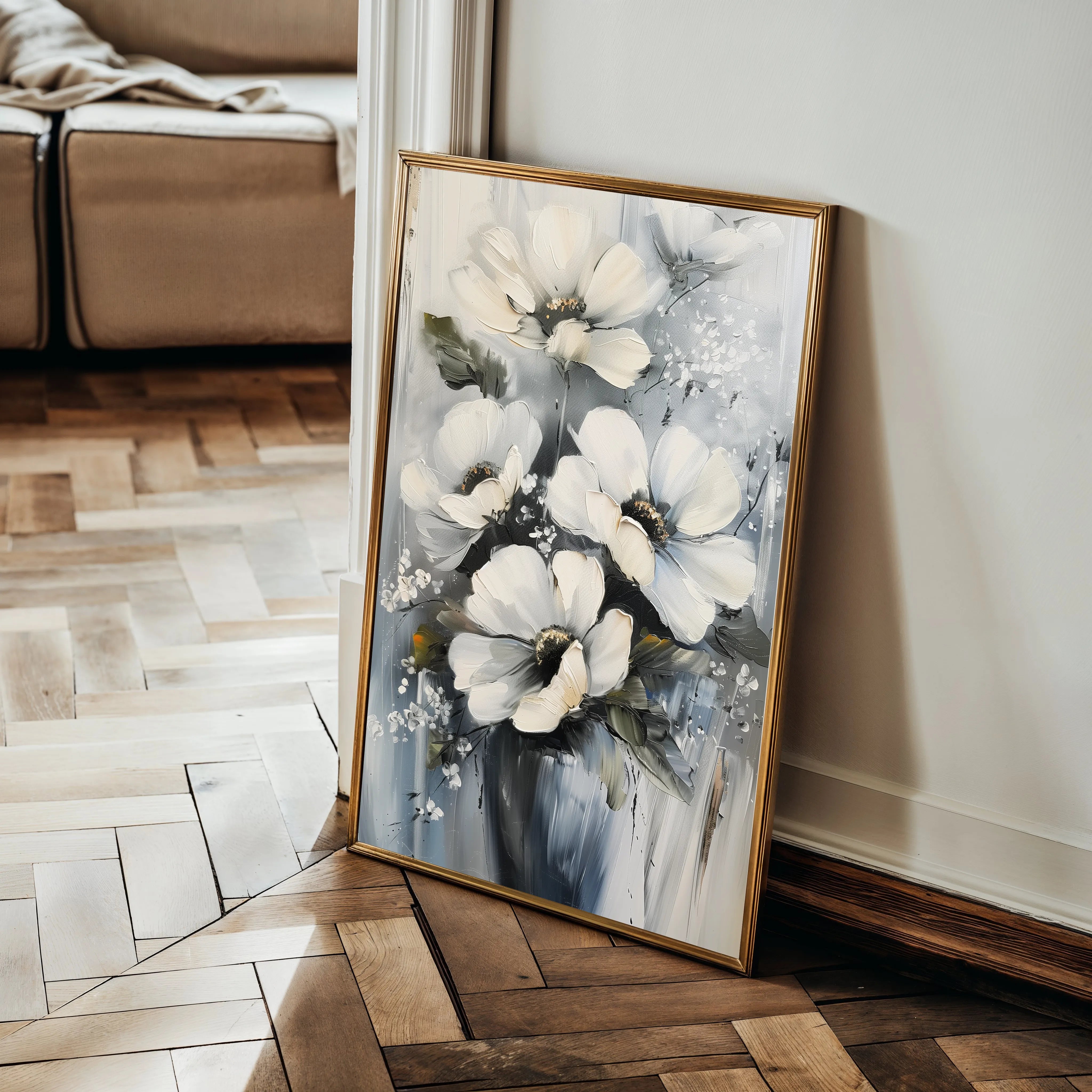 Floral 321 Canvas Art 18" x 24" / 45 x 60 cm / Black