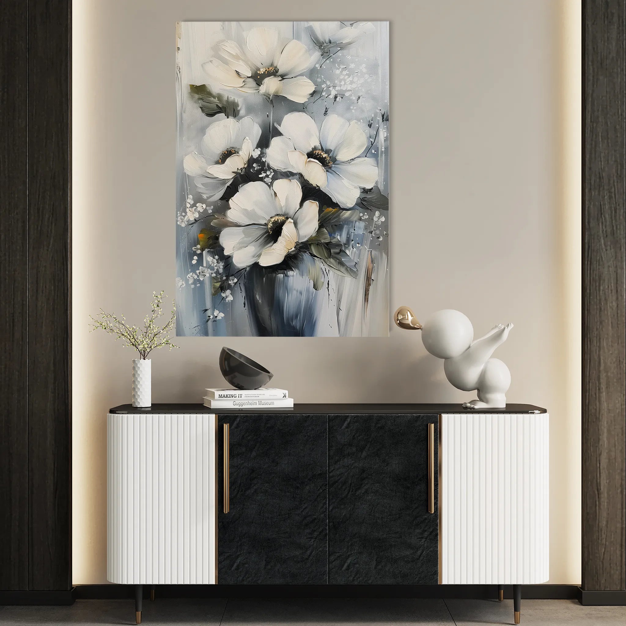 Floral 321 Canvas Art 18" x 24" / 45 x 60 cm / Black