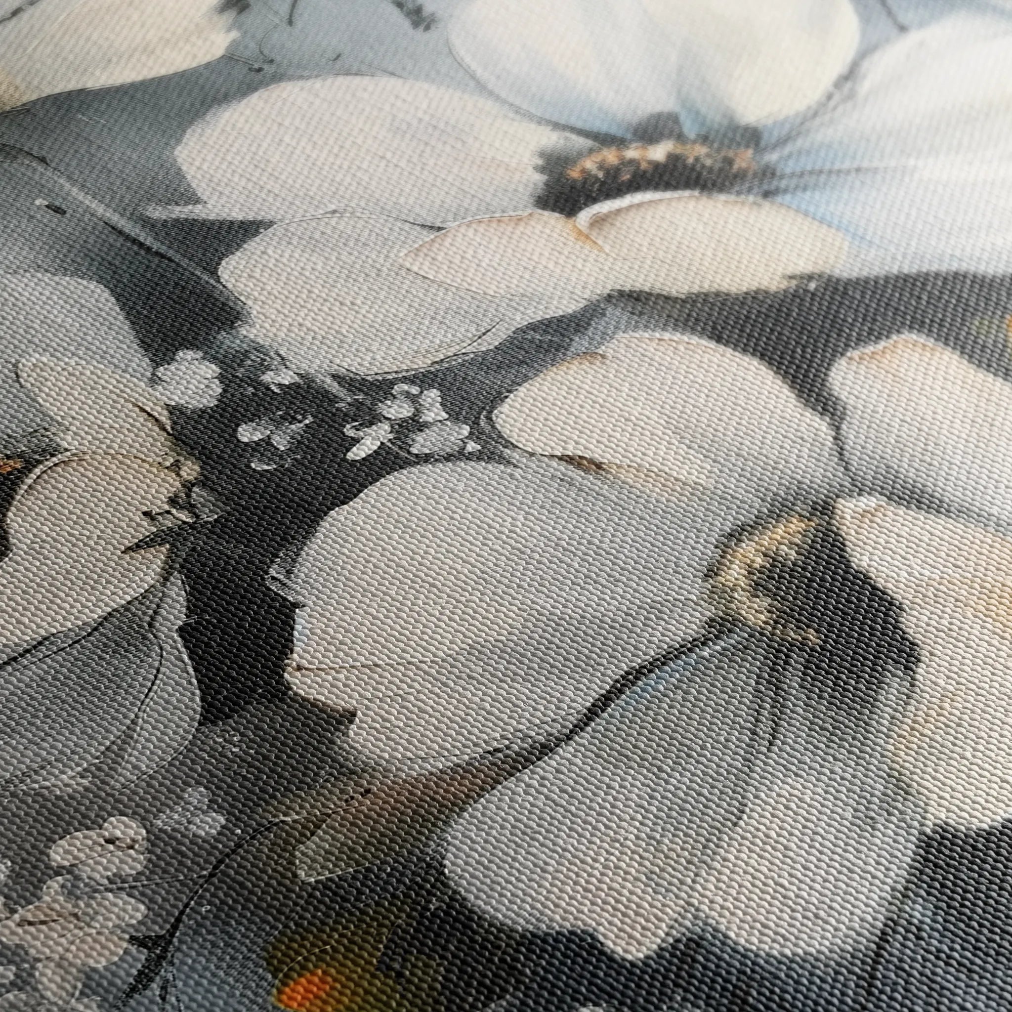 Floral 321 Canvas Art 18" x 24" / 45 x 60 cm / Black