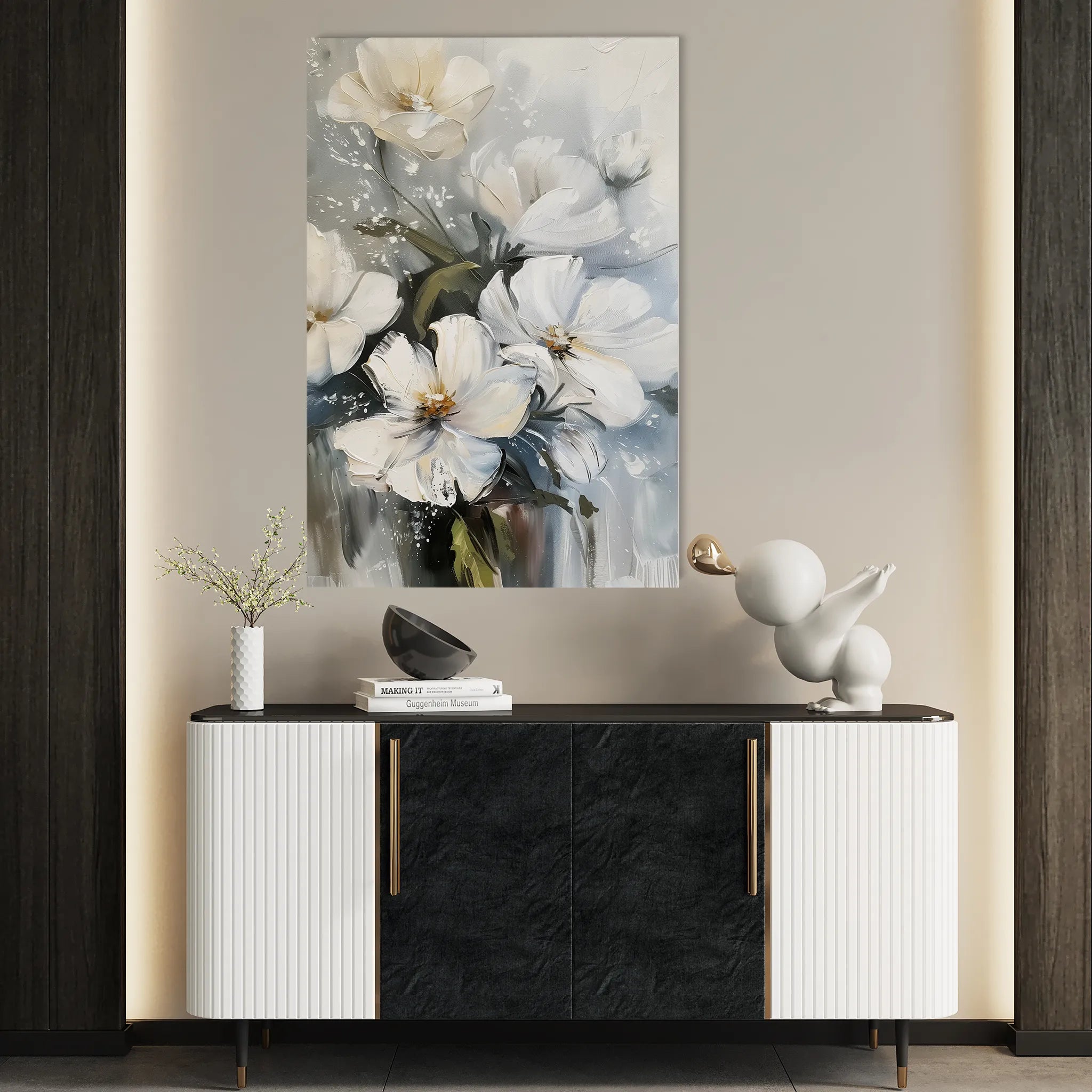 Floral 322 Canvas Art 18" x 24" / 45 x 60 cm / Black