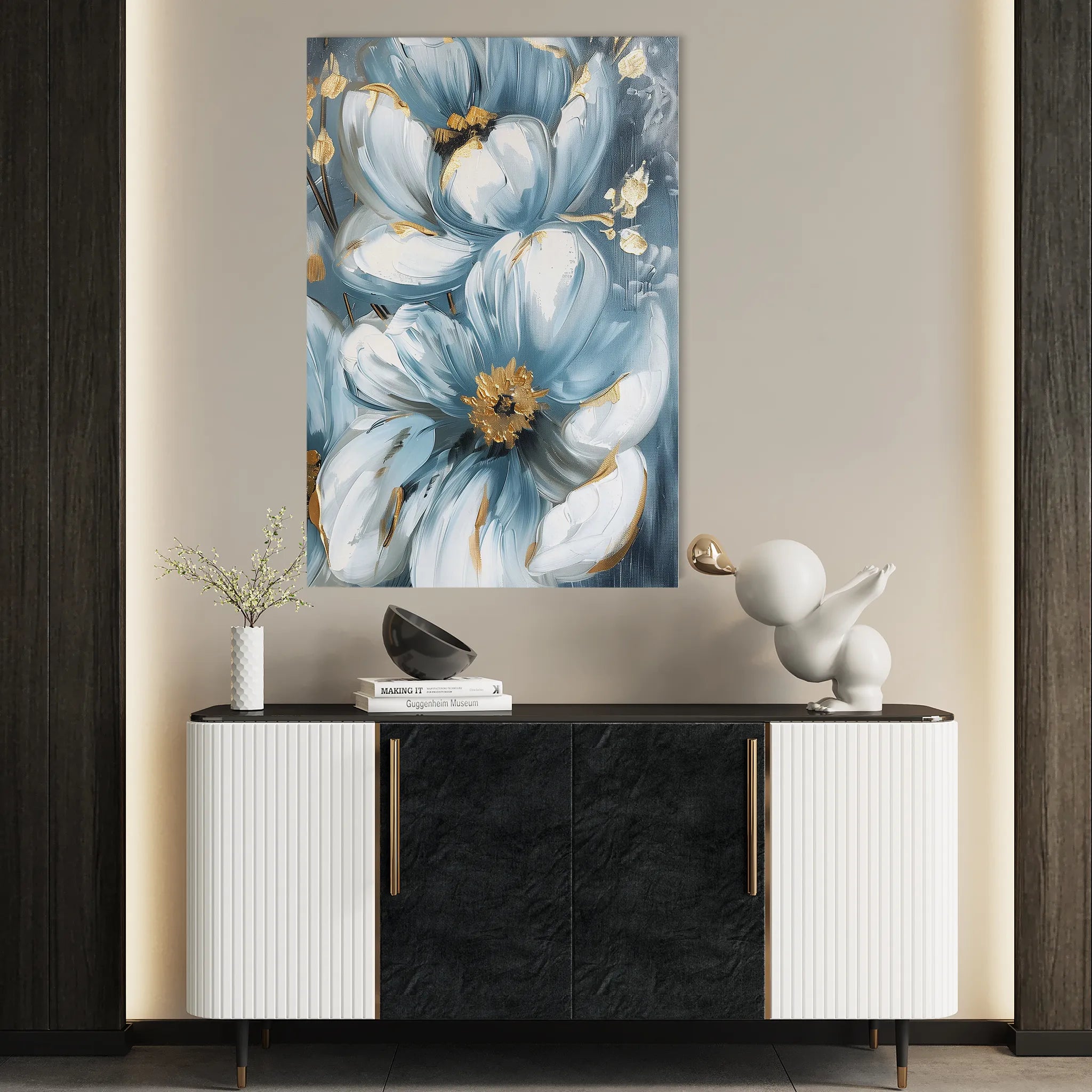 Floral 323 Canvas Art 18" x 24" / 45 x 60 cm / Black