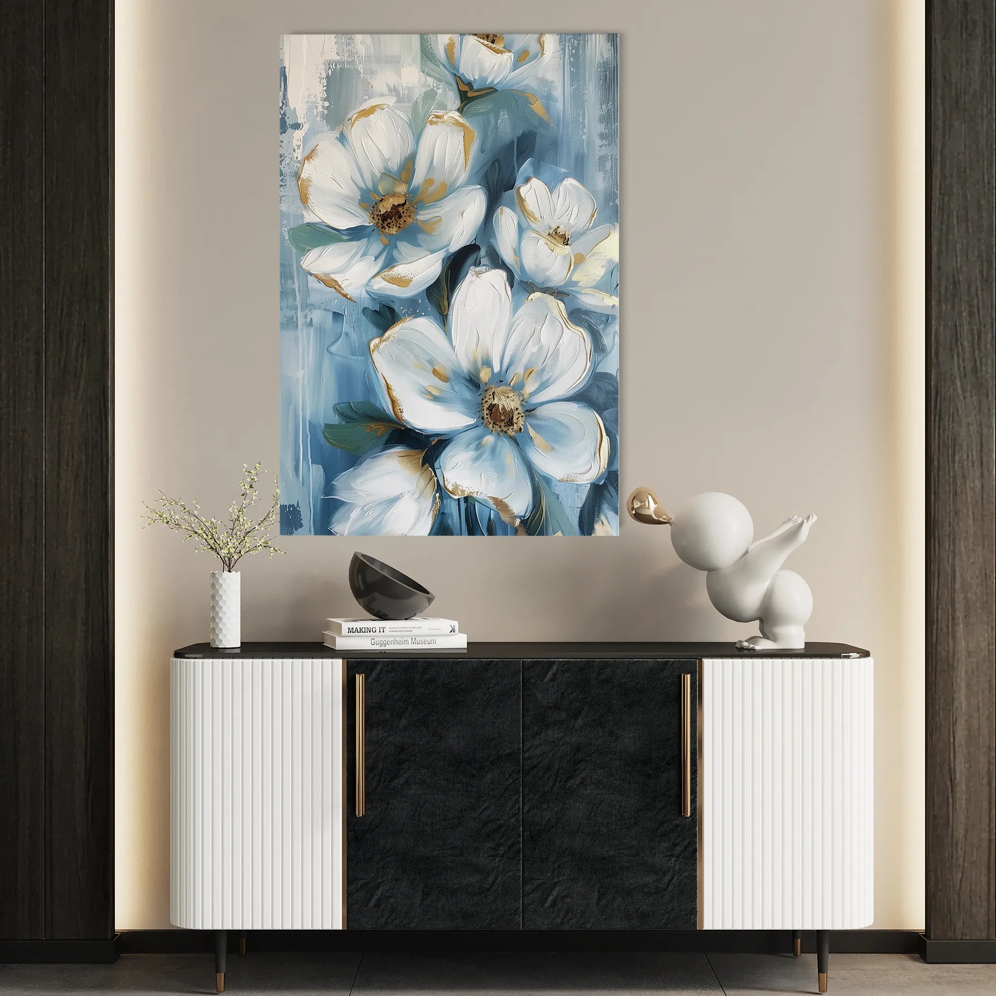 Floral 324 Canvas Art 18" x 24" / 45 x 60 cm / Black