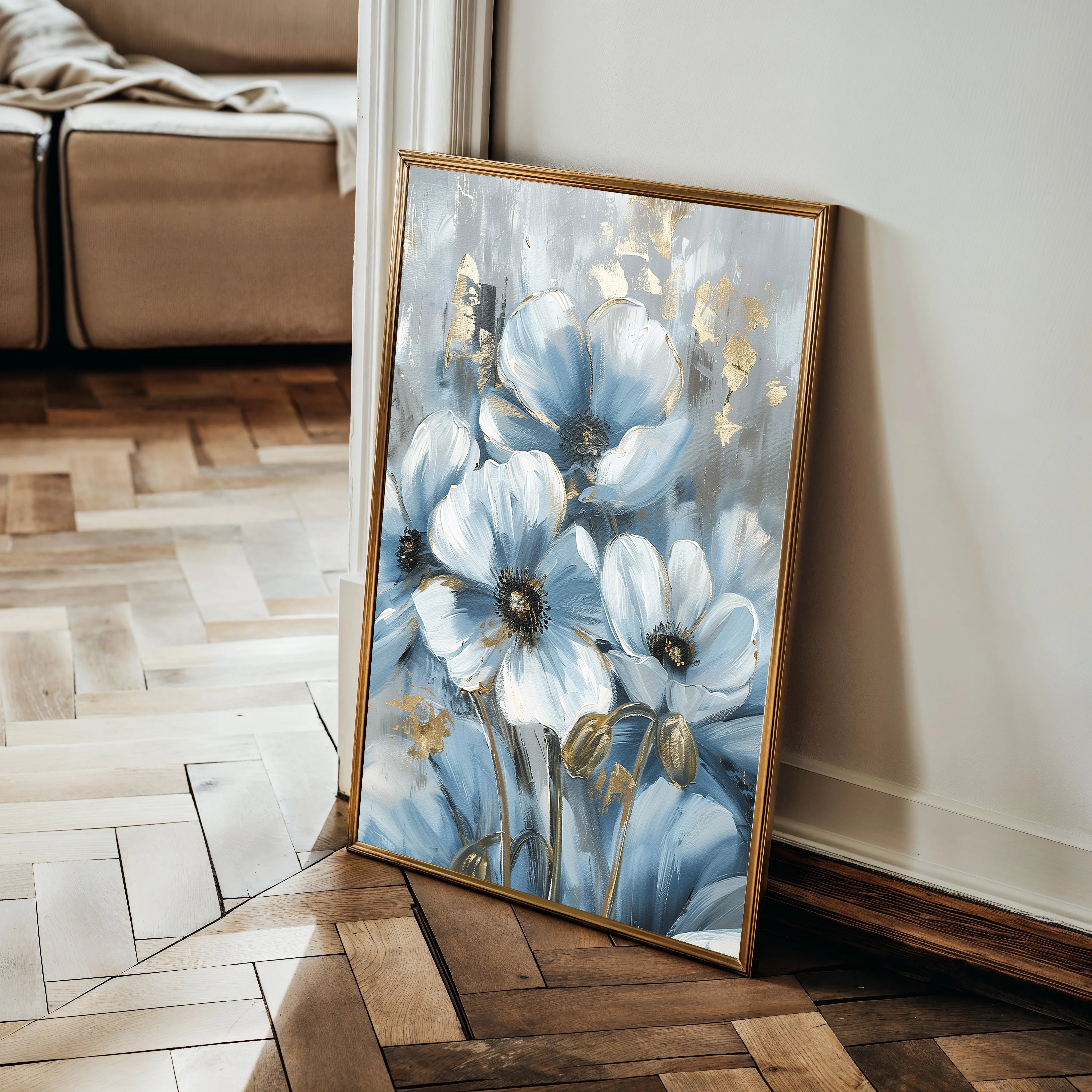 Floral 325 Canvas Art 18" x 24" / 45 x 60 cm / Black