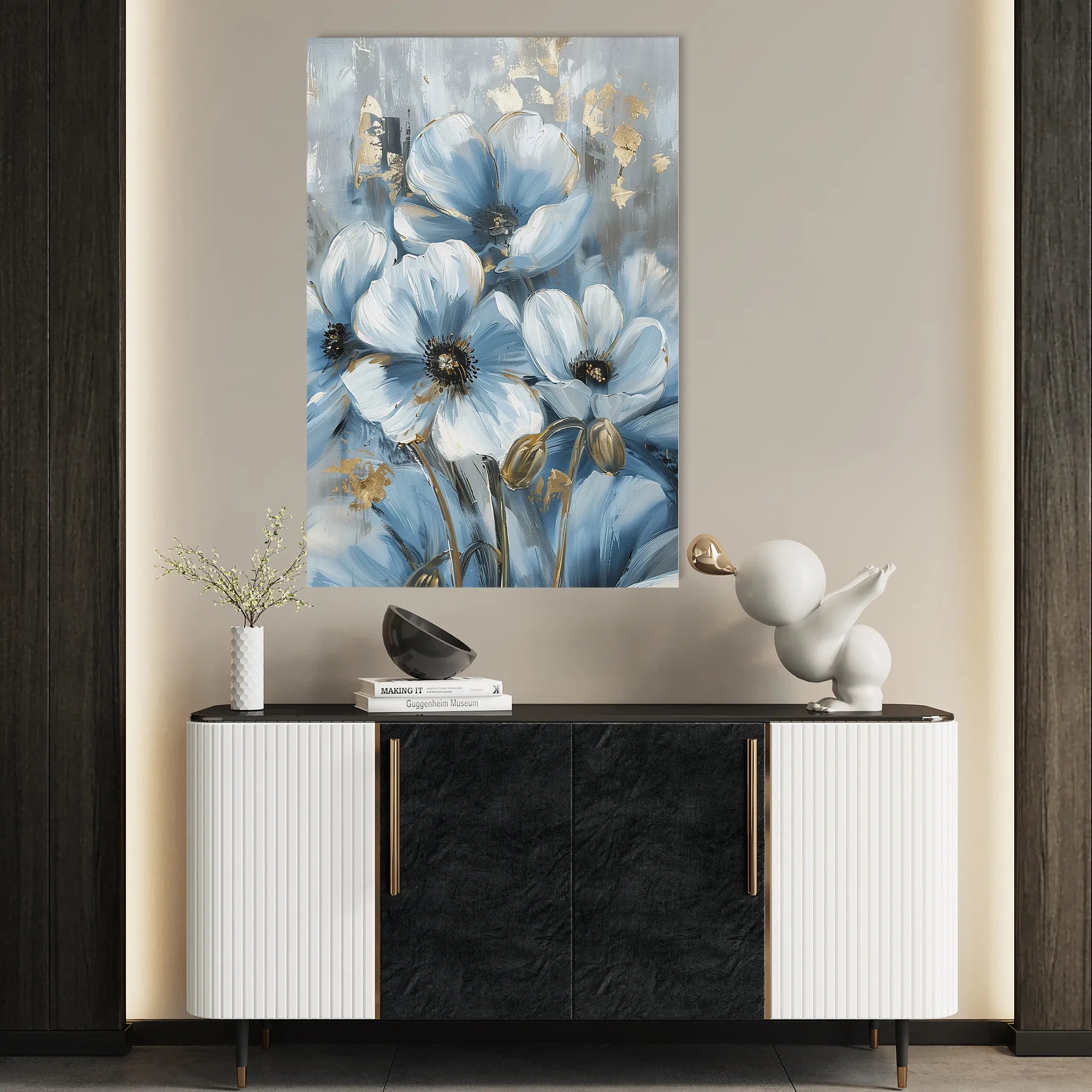 Floral 325 Canvas Art 18" x 24" / 45 x 60 cm / Black
