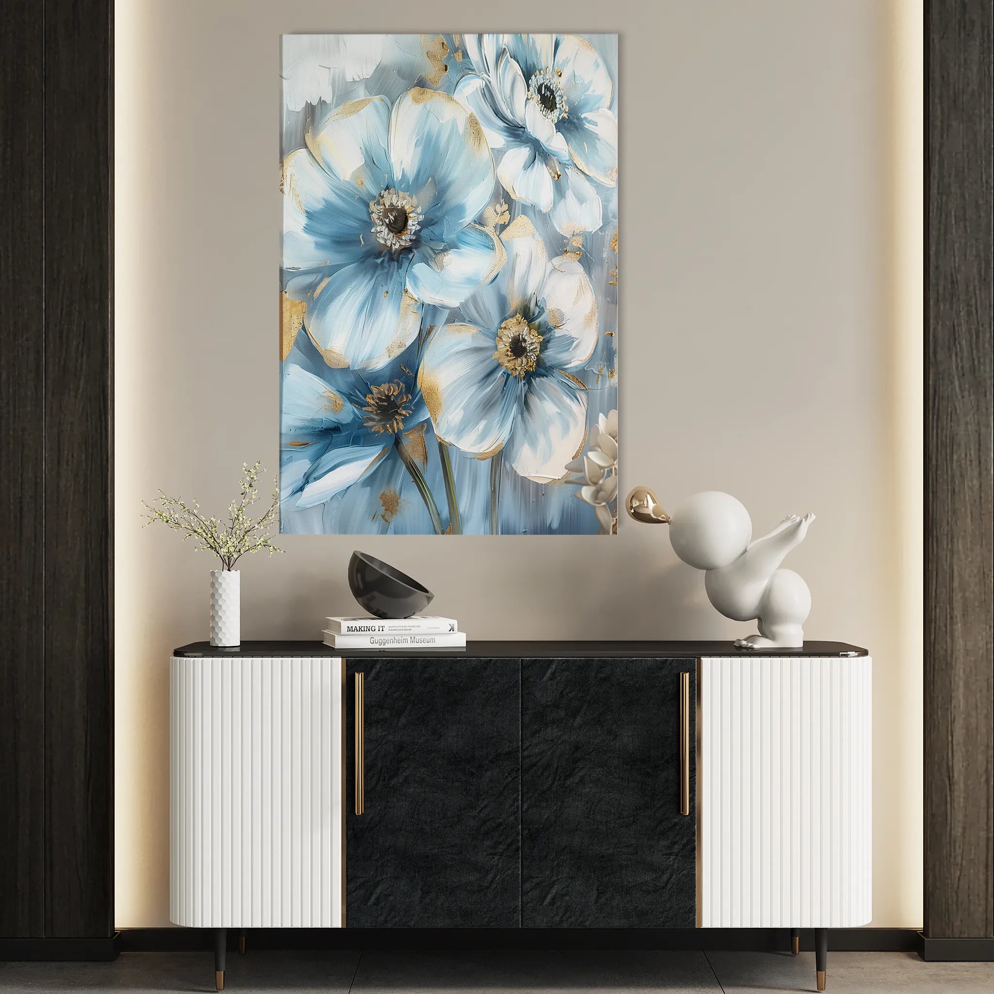 Floral 326 Canvas Art 18" x 24" / 45 x 60 cm / Black