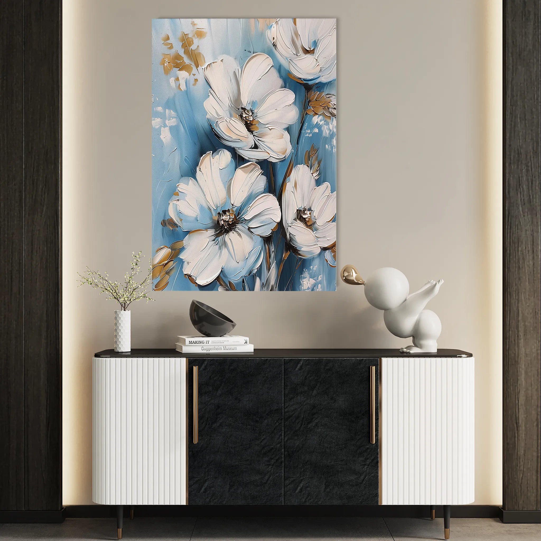 Floral 327 Canvas Art 18" x 24" / 45 x 60 cm / Black