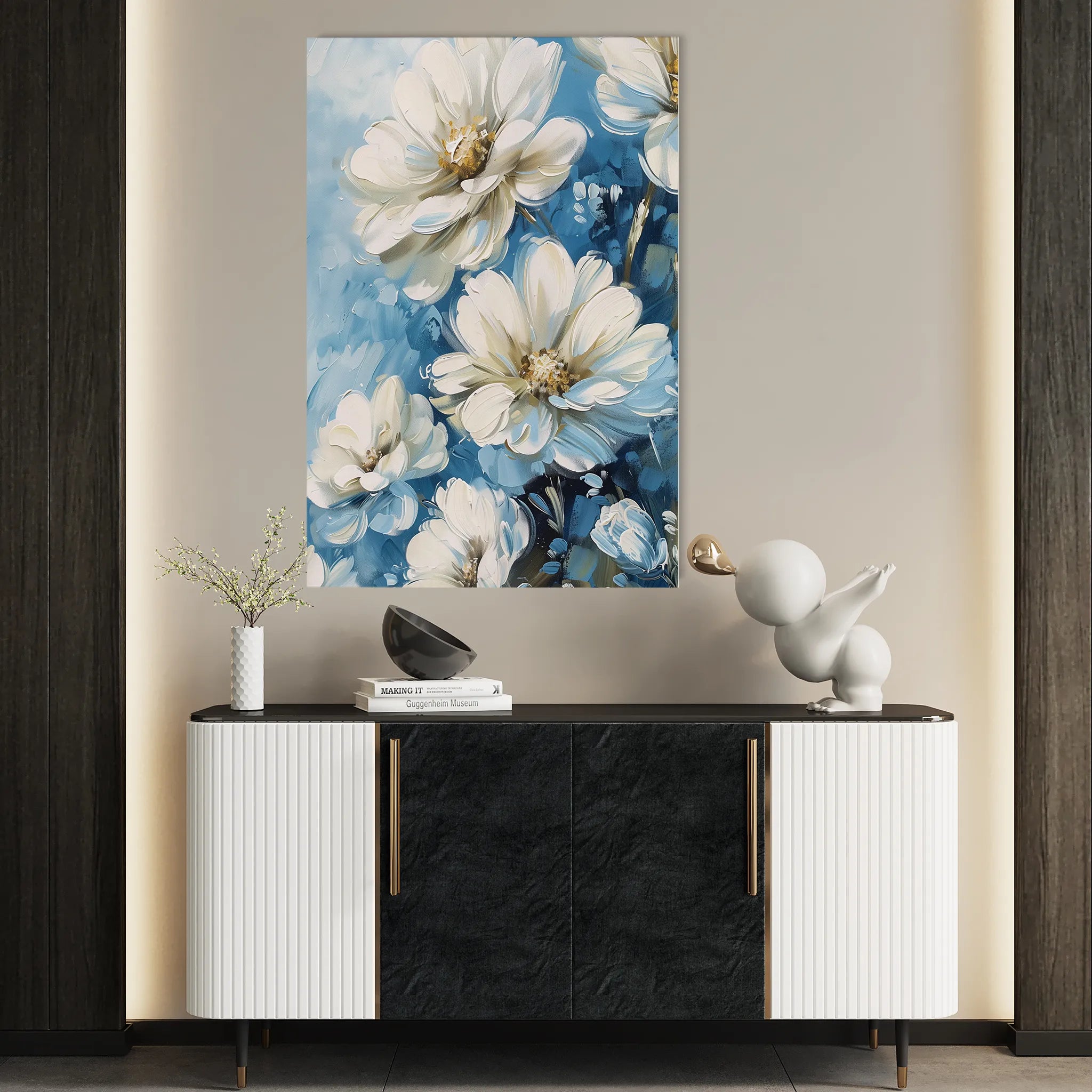 Floral 328 Canvas Art 18" x 24" / 45 x 60 cm / Black