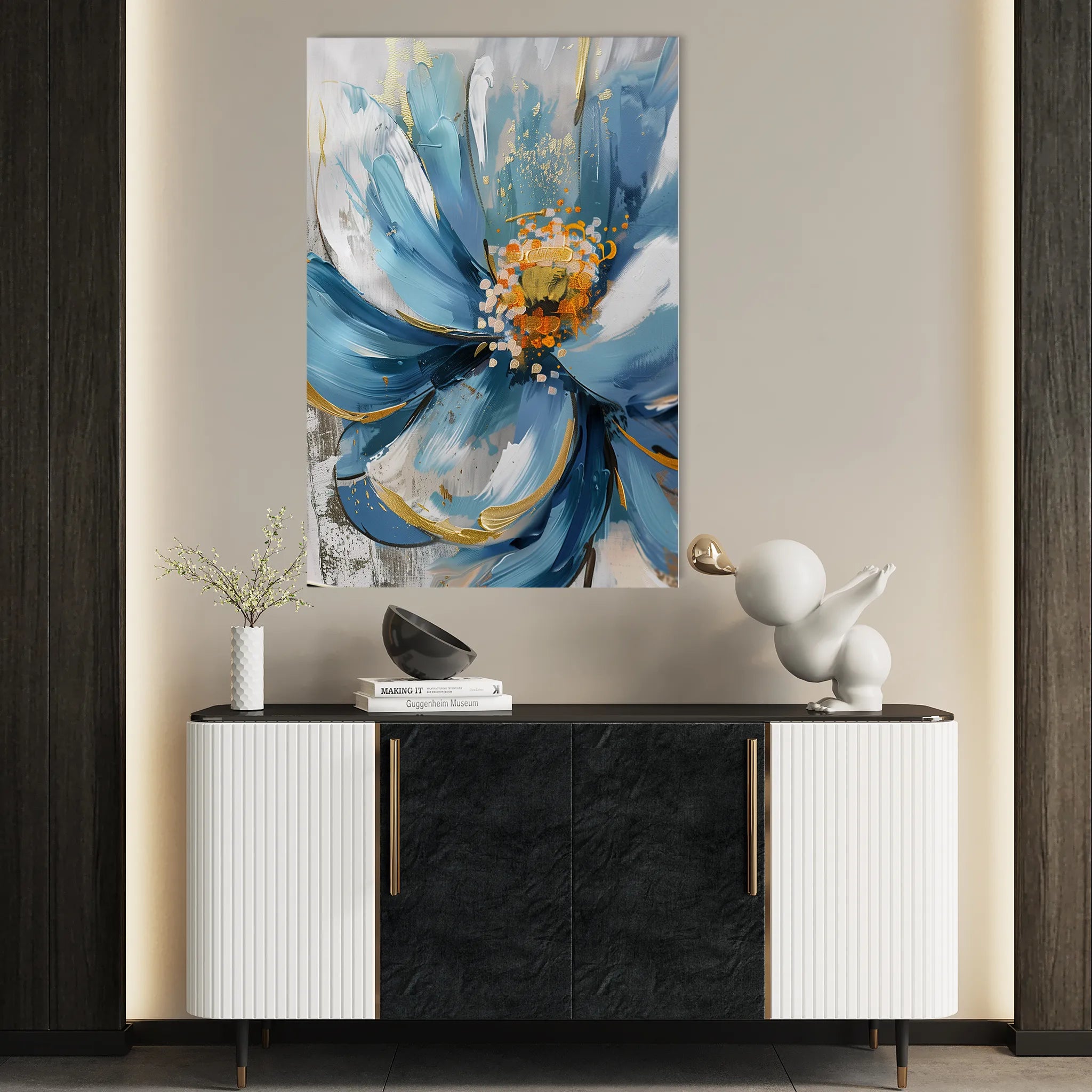 Floral 329 Canvas Art 18" x 24" / 45 x 60 cm / Black