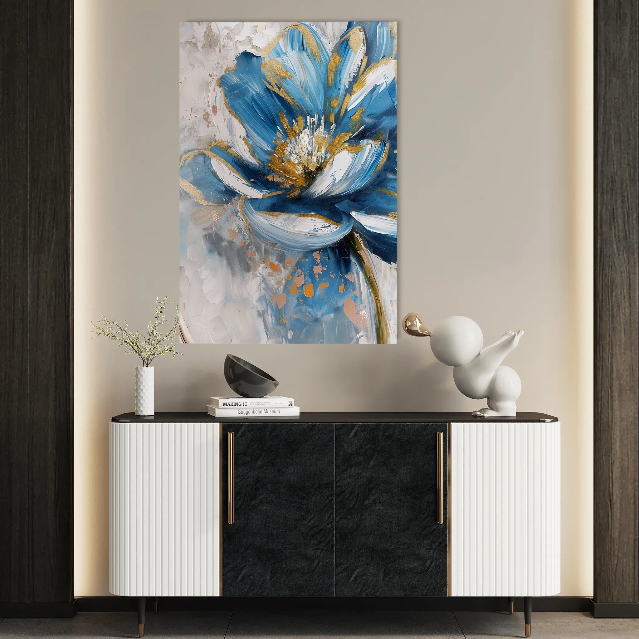 Floral 330 Canvas Art 18" x 24" / 45 x 60 cm / Black