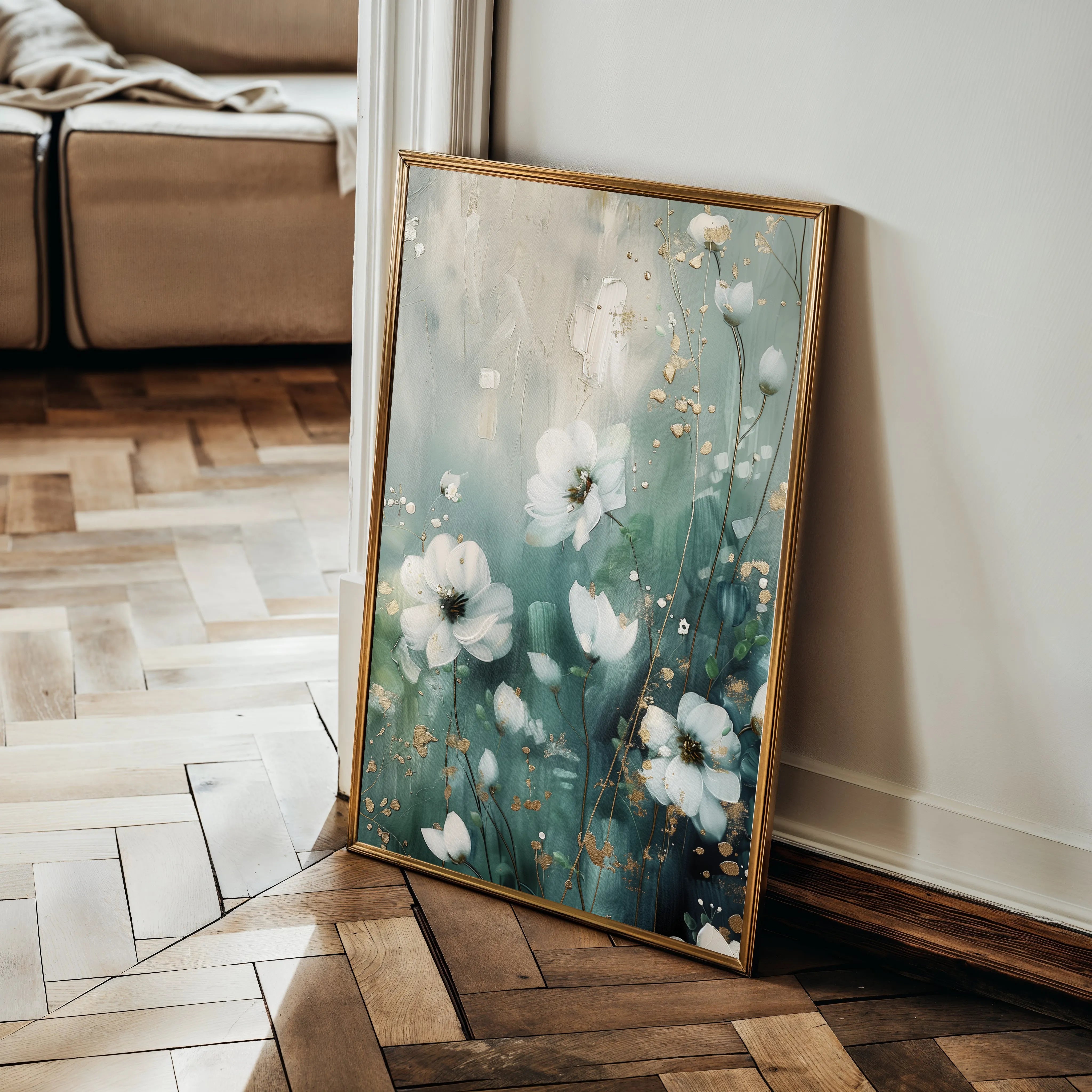 Floral 333 Canvas Art 18" x 24" / 45 x 60 cm / Black