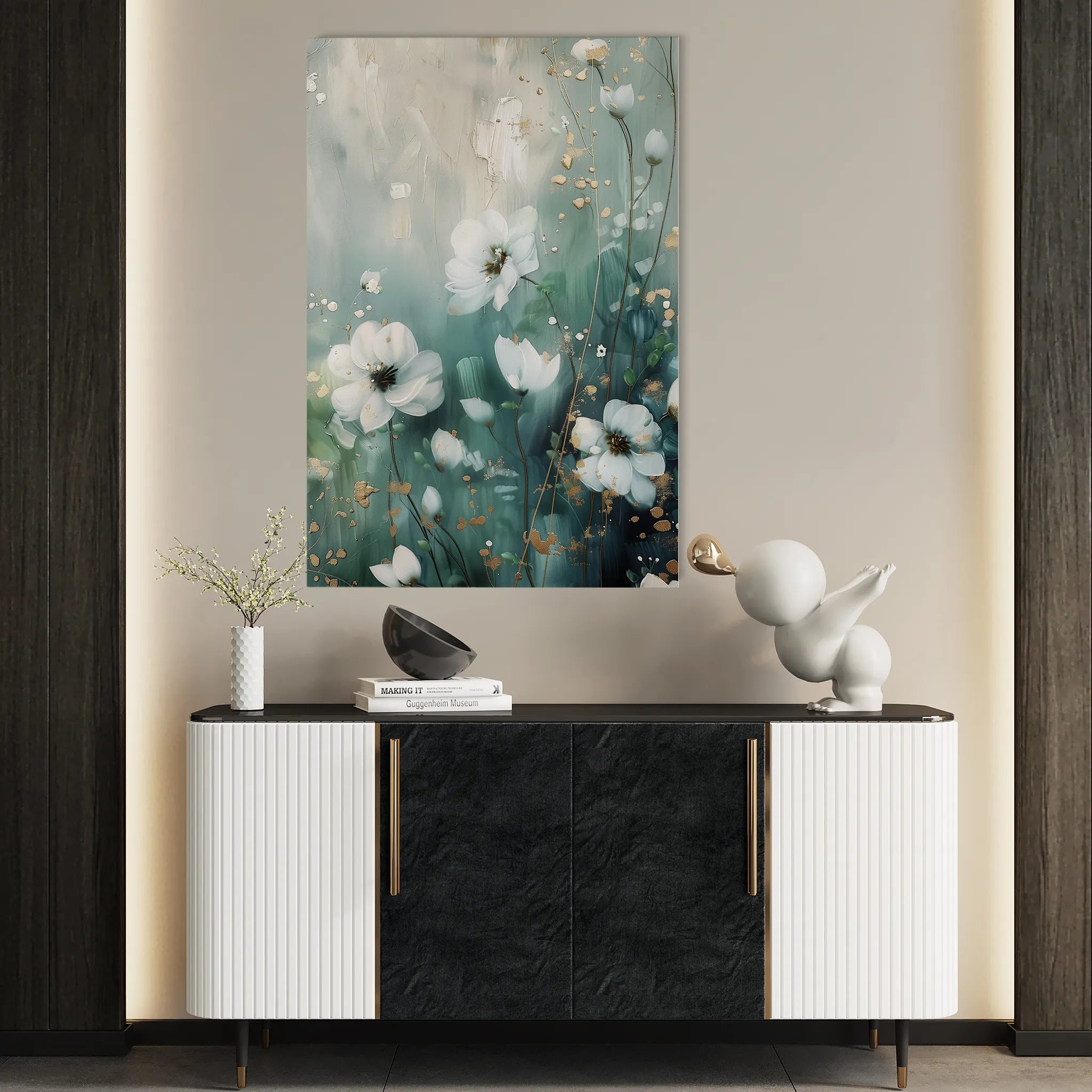 Floral 333 Canvas Art 18" x 24" / 45 x 60 cm / Black