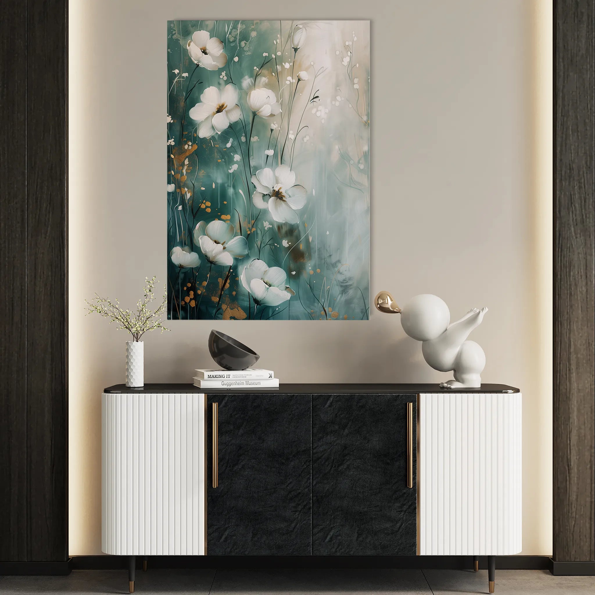 Floral 334 Canvas Art 18" x 24" / 45 x 60 cm / Black