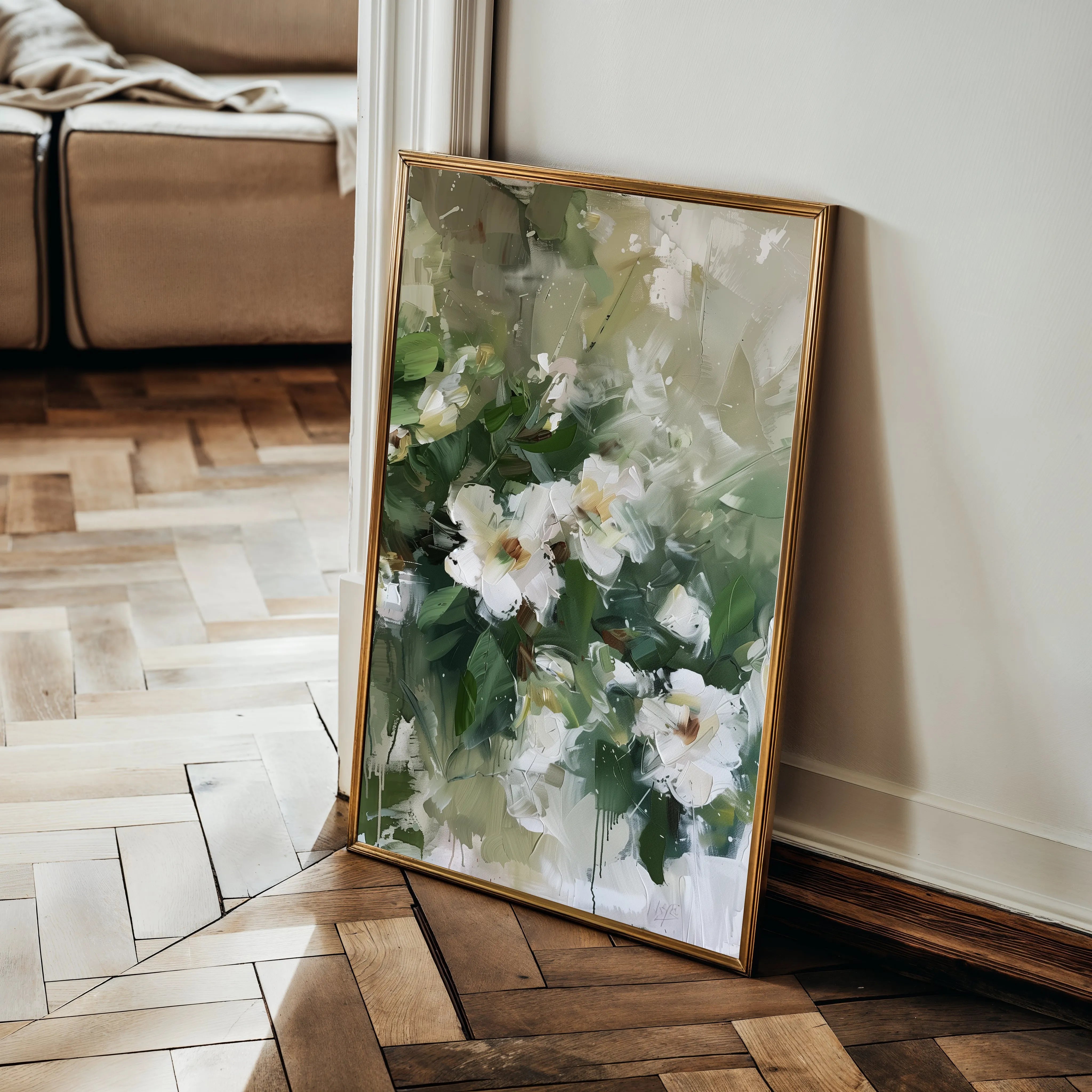 Floral 335 Canvas Art 18" x 24" / 45 x 60 cm / Black