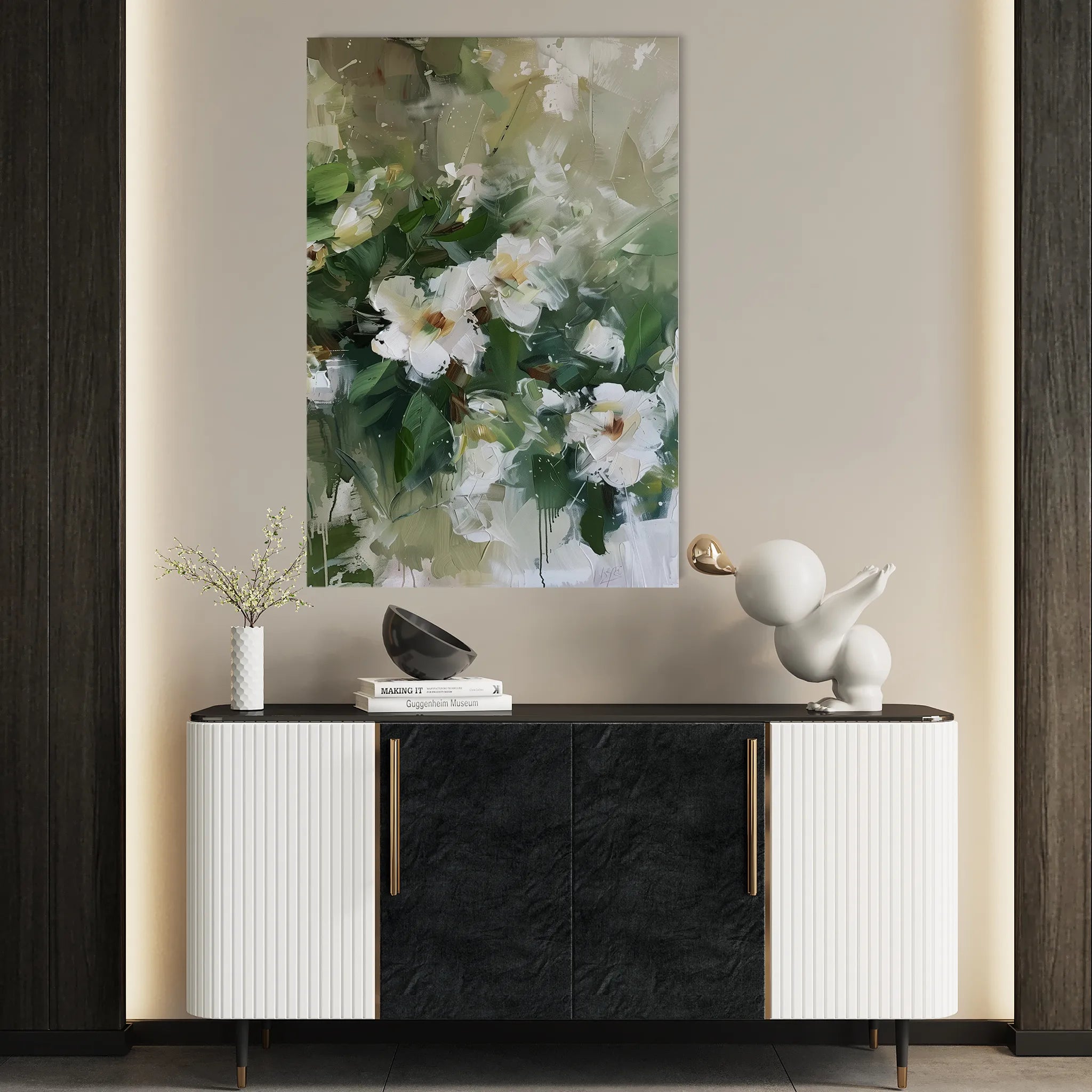 Floral 335 Canvas Art 18" x 24" / 45 x 60 cm / Black