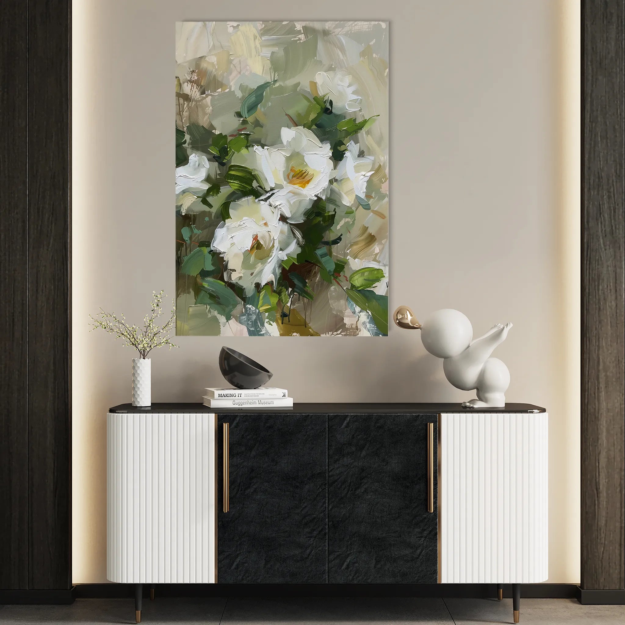 Floral 336 Canvas Art 18" x 24" / 45 x 60 cm / Black