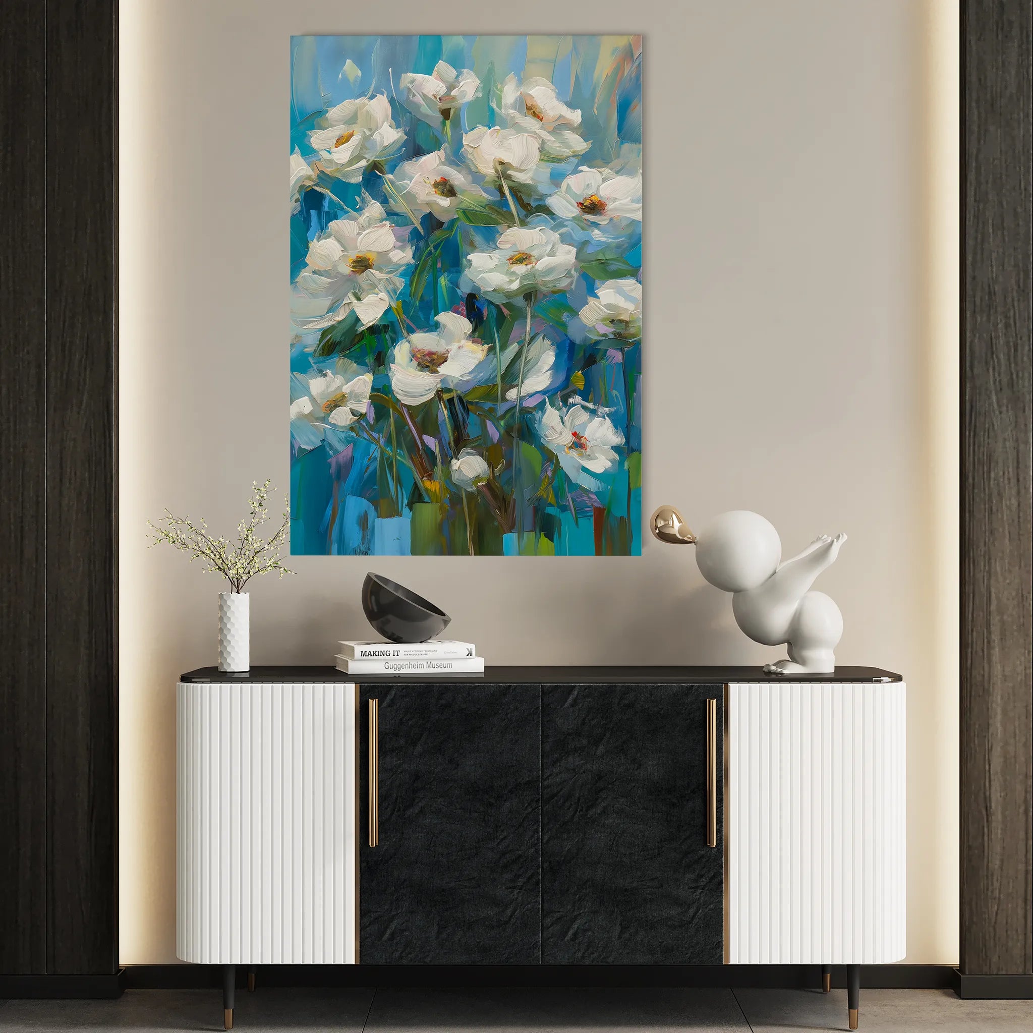 Floral 337 Canvas Art 18" x 24" / 45 x 60 cm / Black