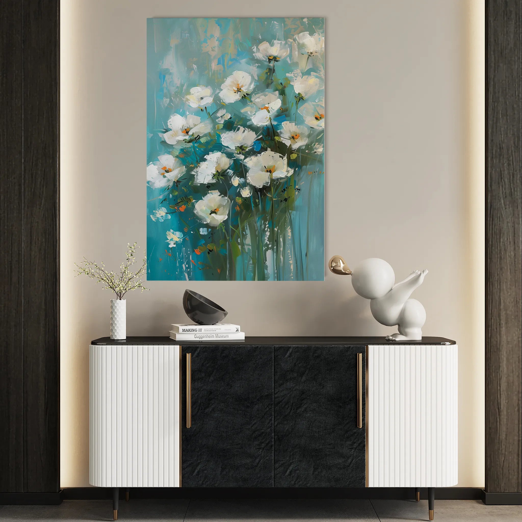 Floral 338 Canvas Art 18" x 24" / 45 x 60 cm / Black